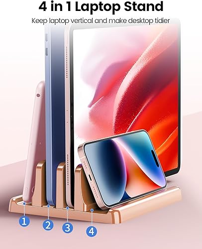 Miniatura 2 de Vaydeer Vertical Laptop Stand for Desk, Dual Slots Plastic Laptop Holder with Space Saving 4-in-1 Design, Adjustable Laptop Stand Supports MacBook,