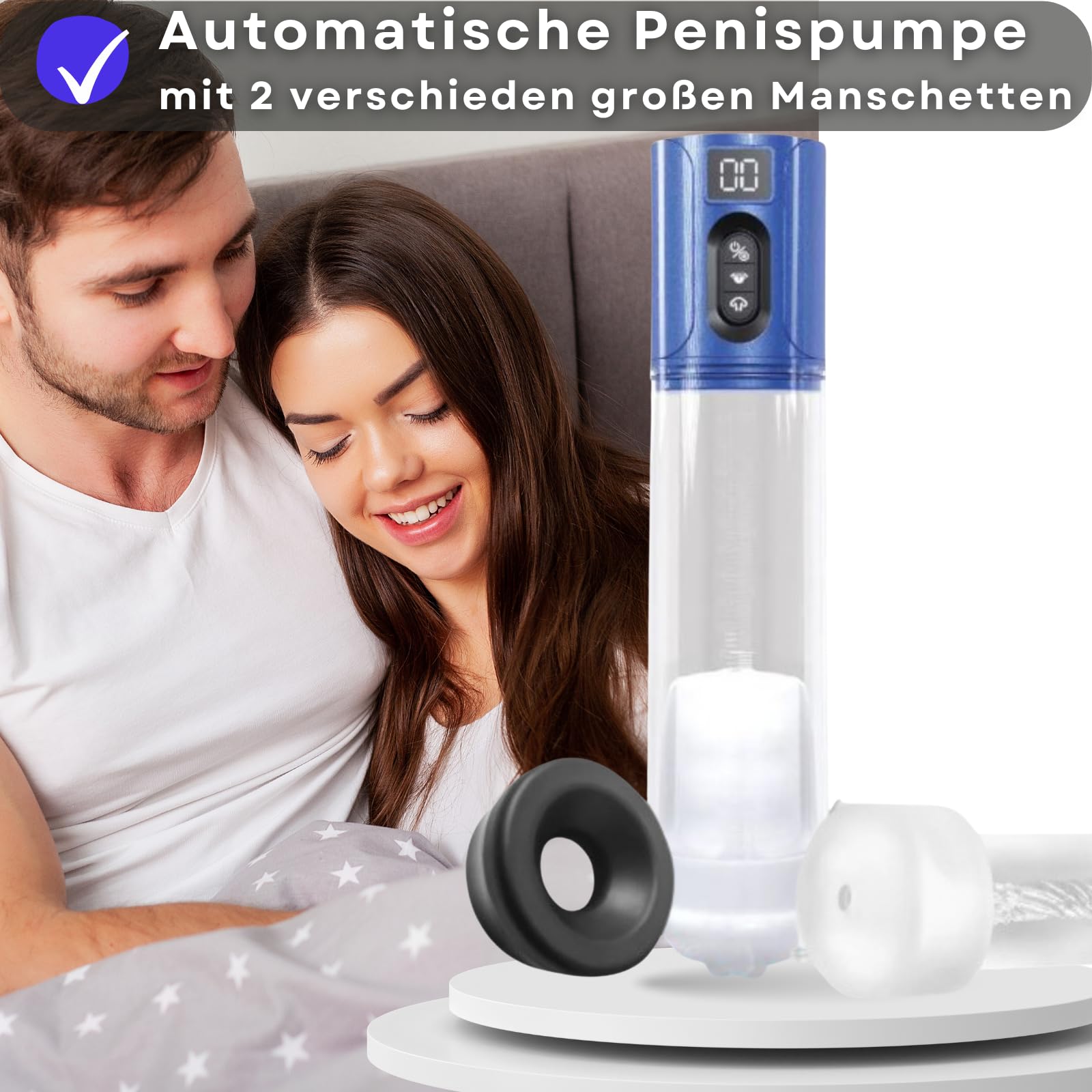 Penispumpe Automatisch + Masturbator - Vakuumpumpe - Stimulation und Erektion für den Mann - Penisvergrößerung (Blau)
