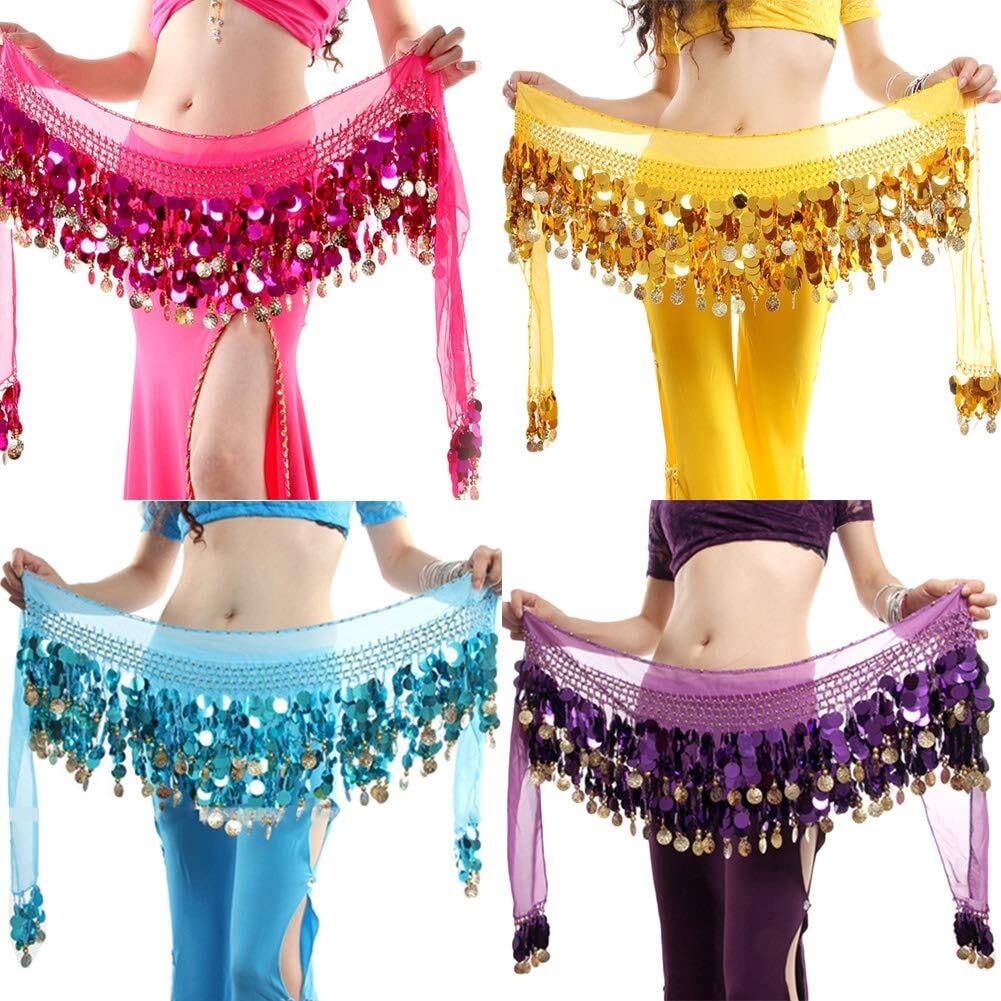 Gonna di danza del ventre con paillettes in lega chiffon