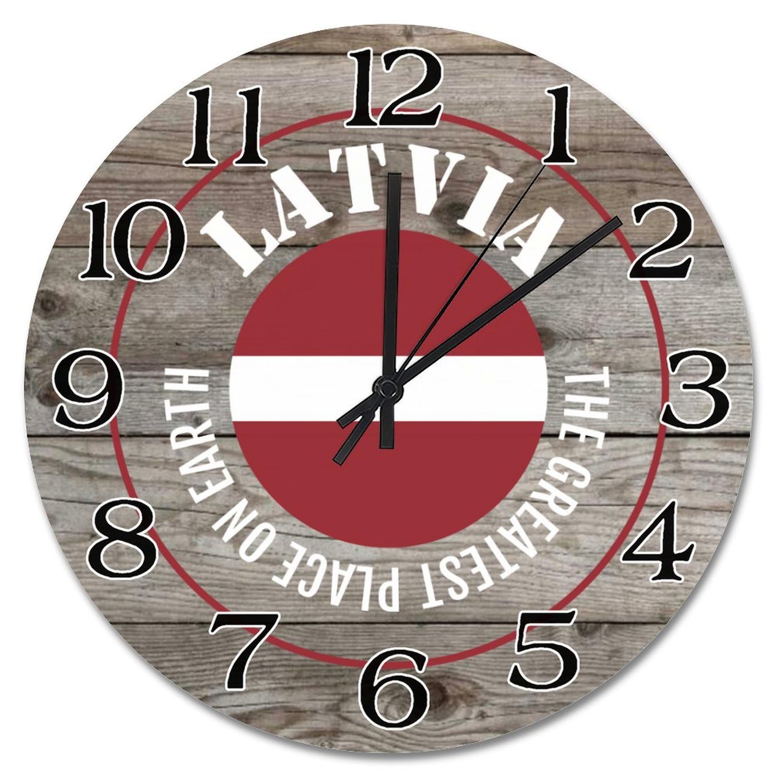 Horloge murale bois drapeau Lettonie 38,1 cm pendule de voyage à pile chambre