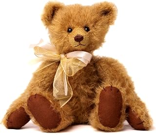 CLEMENS Mohair Henry Gold Ours en peluche, 39 cm, mohair fin, élégant et nostalgique, conçu en Allemagne, 5 compartiments, avec passeport de collection