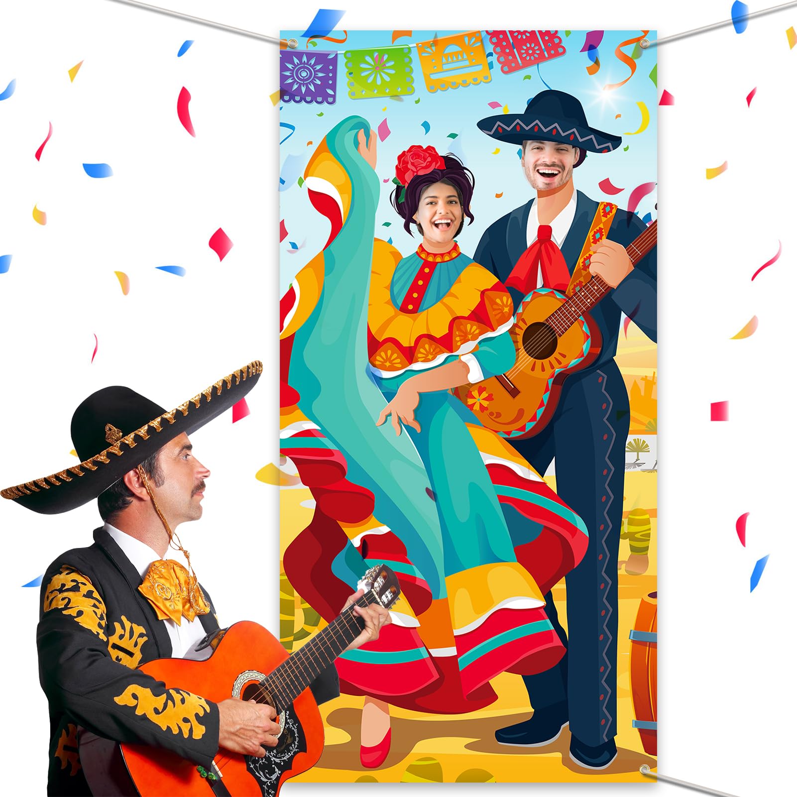 Runder Fotohintergrund 2,2 M – Mexikanisches Fiesta-Design Für Cinco De Mayo & Partys