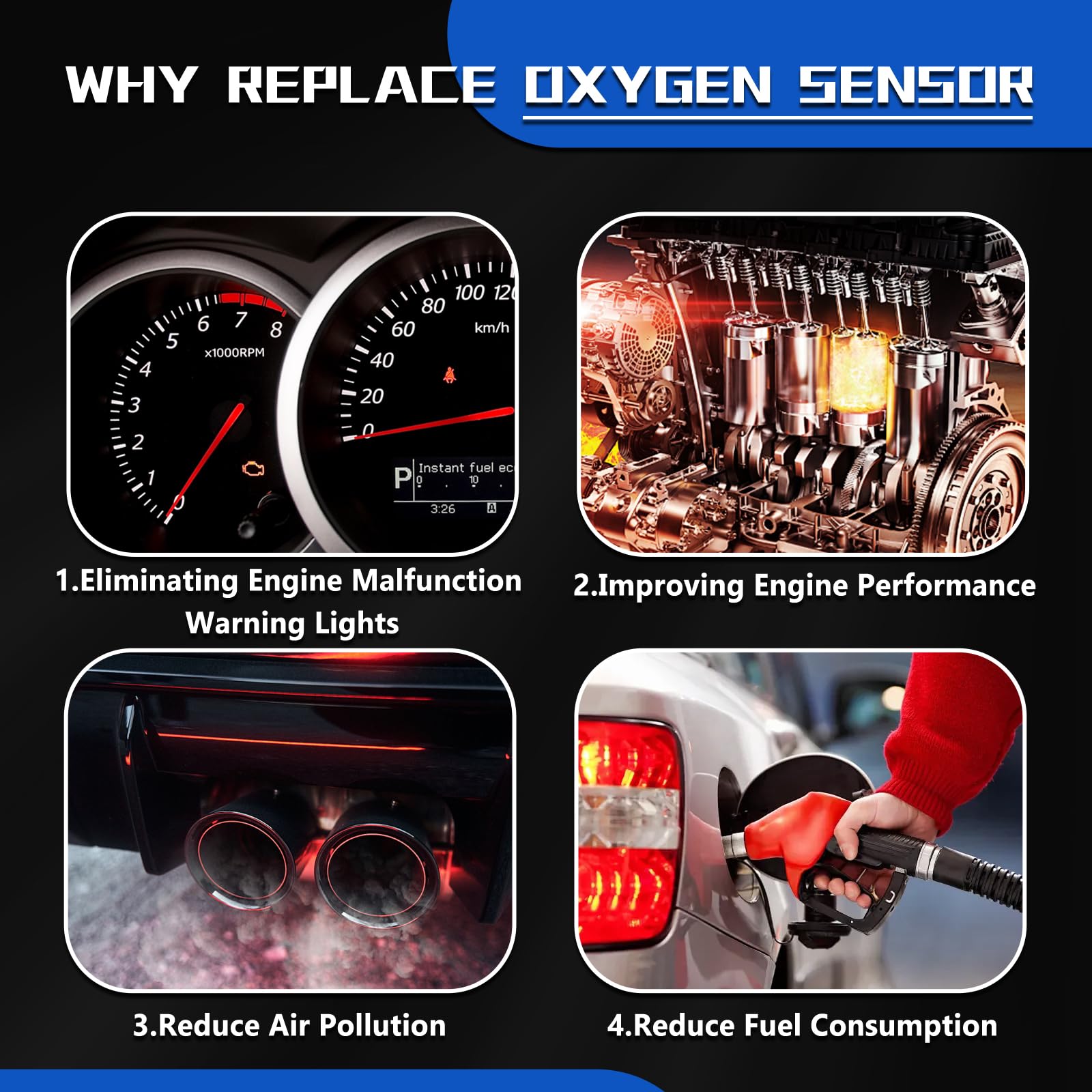 O2 Sensor Replacement Set 4-Pack Oxygen O2 Sensor Set - Compatible With ...