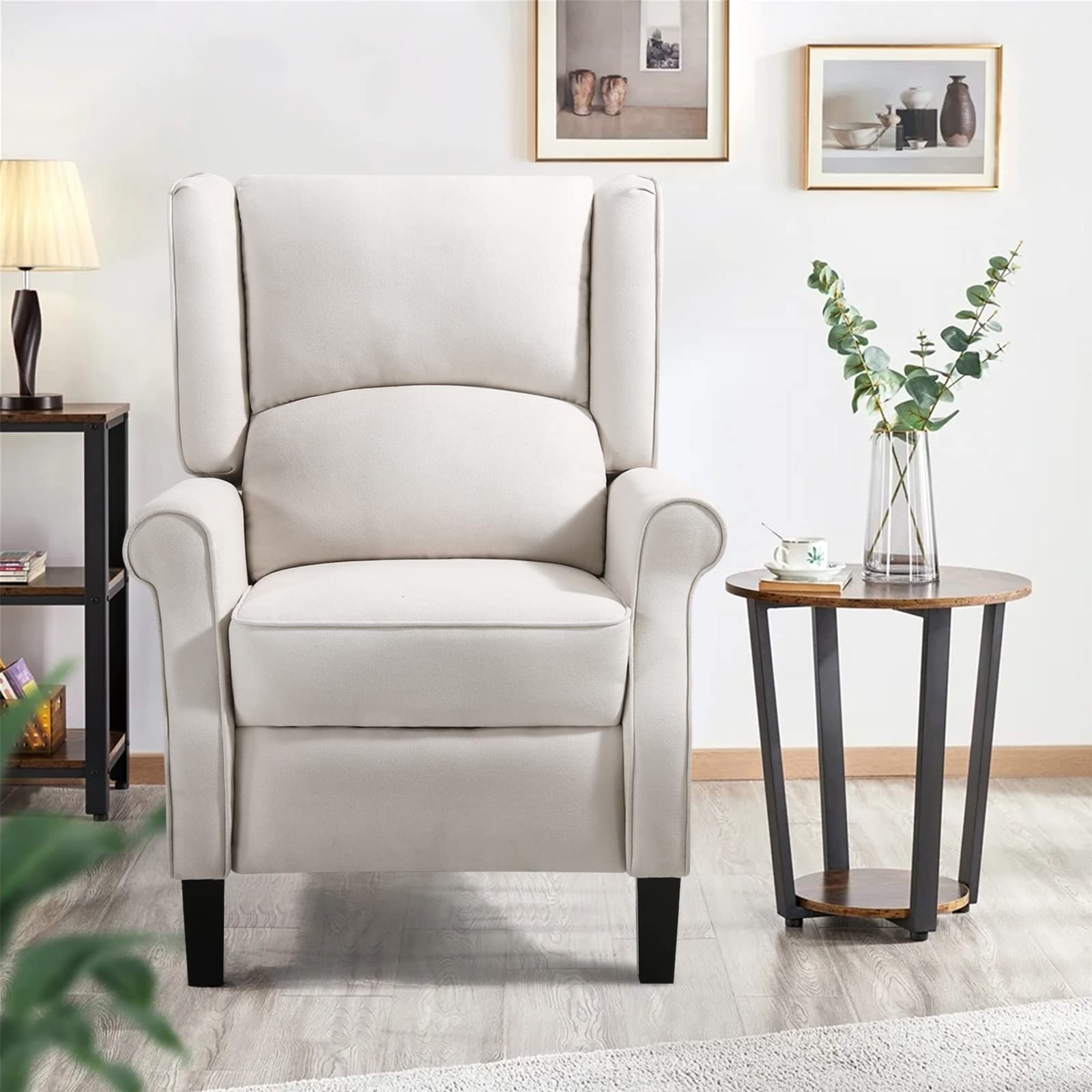 LEISLAND Recliner Chair Living Room Chair，Fabric Push Back Single Reclining Sofa Home Theater Seating Indoor Lounge Furniture for Bedroom with Massage & Heating(Beige)