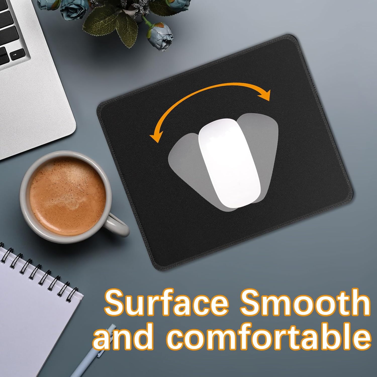 18 Pack Black Mouse pad Bulk with Stitched Edge, 10.2x8.3inches 3mm Thickness Premium Textured Non-Slip Rubber Base,Washable Gaming Mouse Pad Pack for Office and Home - Image 4