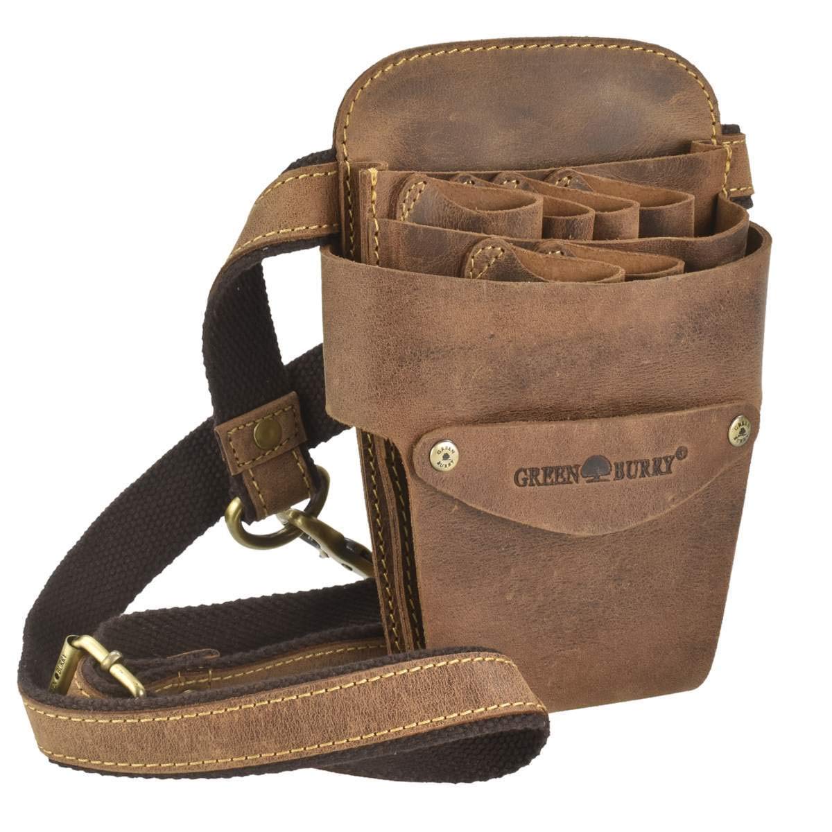 Greenburry Friseurtasche Scherentasche Scherenholster Werkzeugtasche antikbraun Leder Vintage