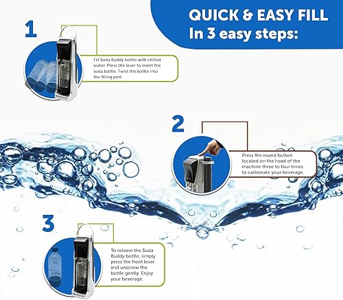 Miniatura 3 de Flame King SodaBuddy - Máquina de agua con gas y refrescos, el paquete incluye 1 máquina de refrescos, 1 botella sin BPA y 1 carbonatador de CO2 de