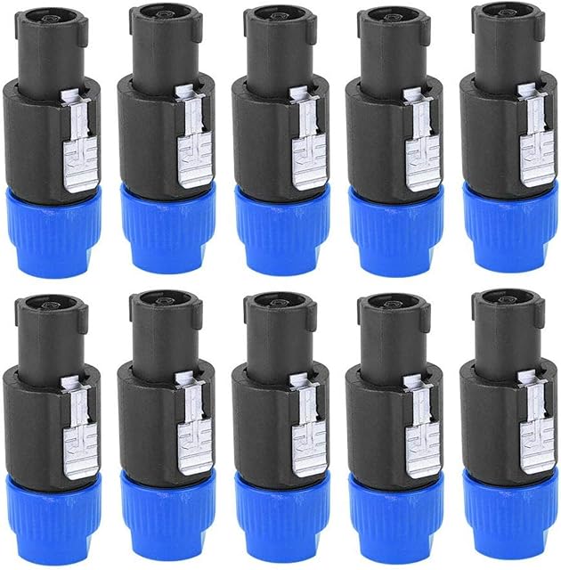 Speakon Cable Connector,10PCS C-NL4FC Audio Speaker Connector Waterproof 4 Pin Plug Cable Connector(blue)