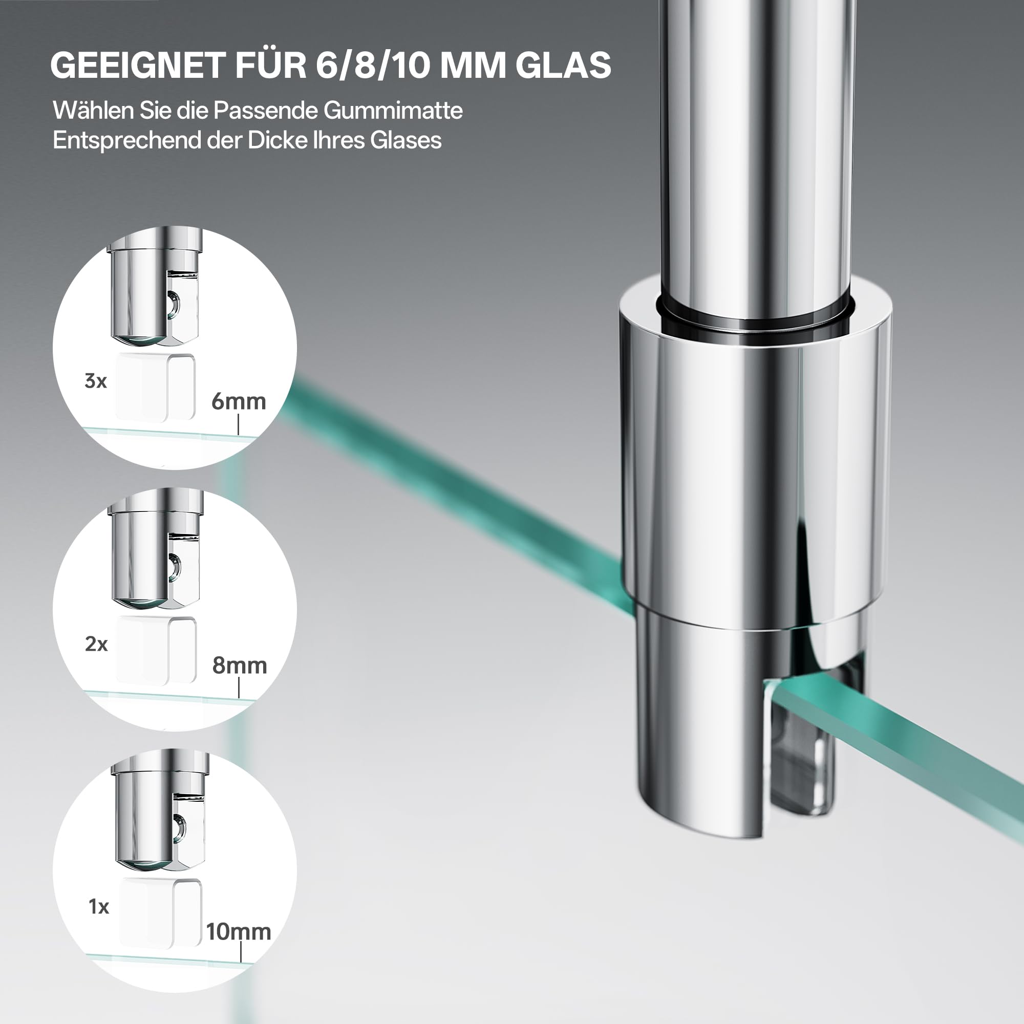 Deckenstütze 564 mm Duschstabilisator für Duschglas, Chrom