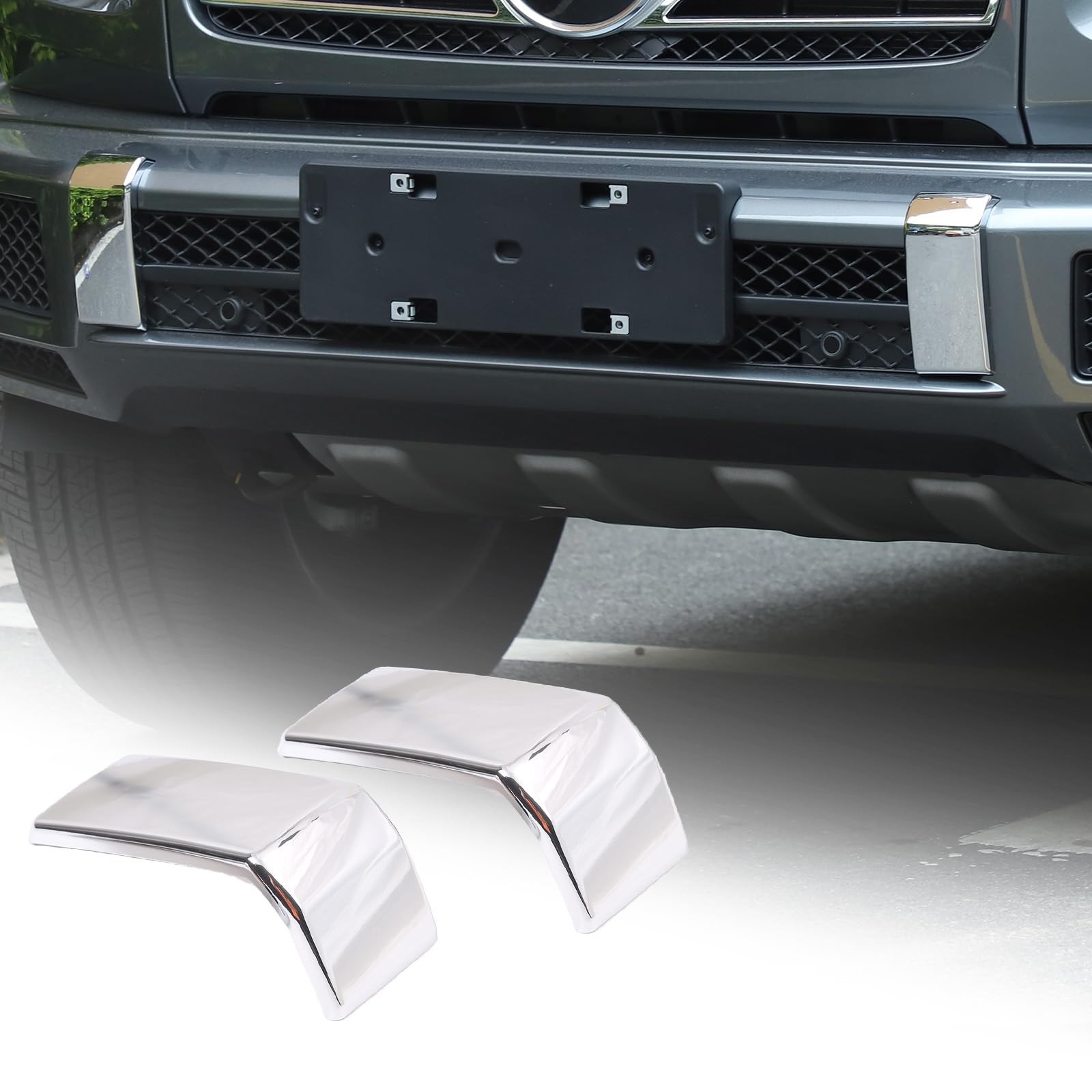Front Bumper Panel Trim Cover Compatible for Mercedes Benz G-Class W463 G500 G55 AMG G63 2019 2020 2021 2022 2023 2024 ABS Front Bumper Decor Cover Trim Exterior Accessories (Bright Silver)