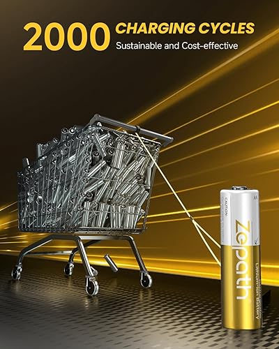 Miniatura 3 de Paquete de 8 baterías de litio AA recargables con cargador rápido, 3600 mWh de alta capacidad de 1.5 V de alta potencia AA de iones de litio,