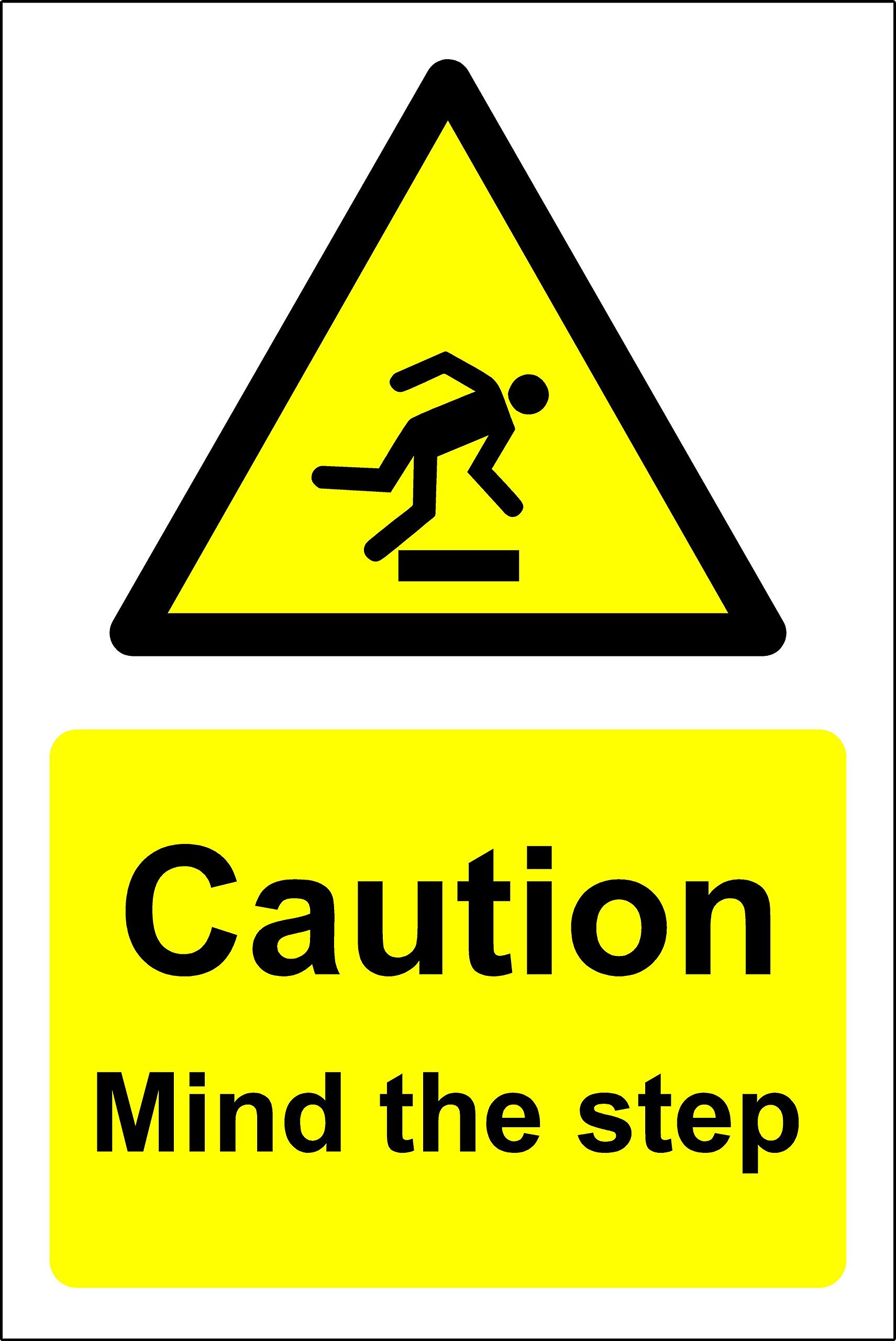 Kpcm Display Ltd Caution Mind The Step Safety Sign - 3Mm Aluminium Sign 300Mm X 200Mm