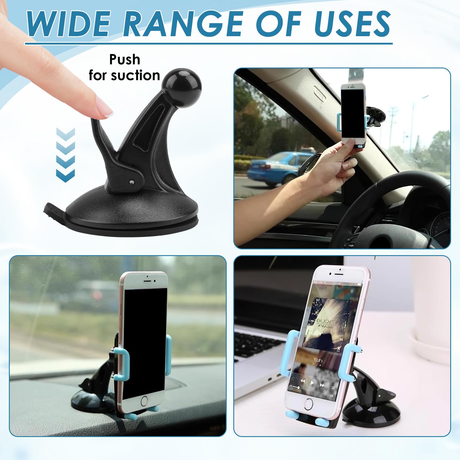 Car Sat Nav Holder for Garmin Replacement Windscreen Suction Cup Mount with Ball Connector Fit for Garmin Drivesmart Nuvi Zumo NuLink Dezl Driveassist Camper Van Vehicle Sucker Black - Image 3
