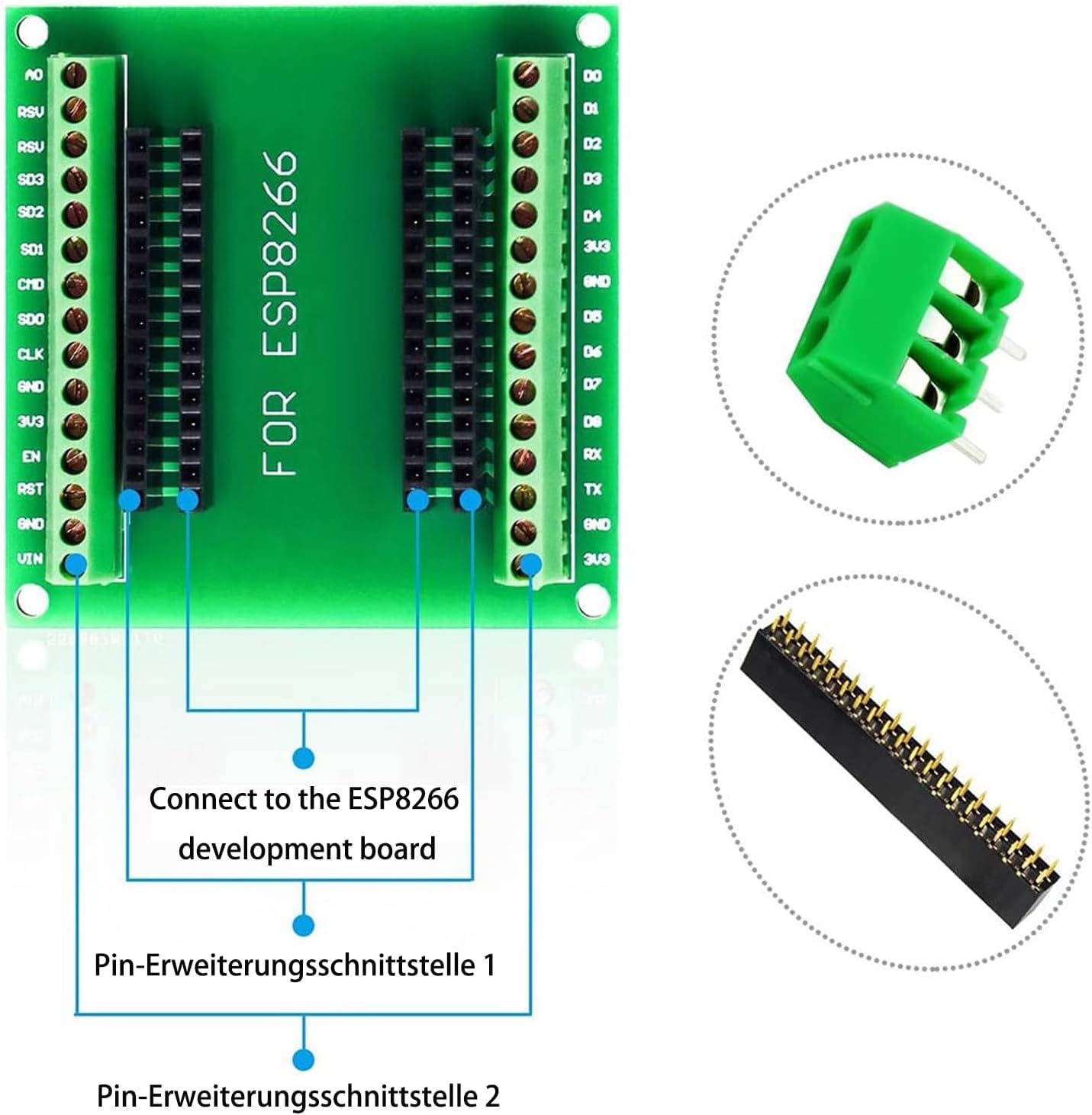 ESP32 Breakout Board,38 Pin scheda di sviluppo, con chip wireless Bluetooth ESP-WR0OM-32 microcontrollore (4)