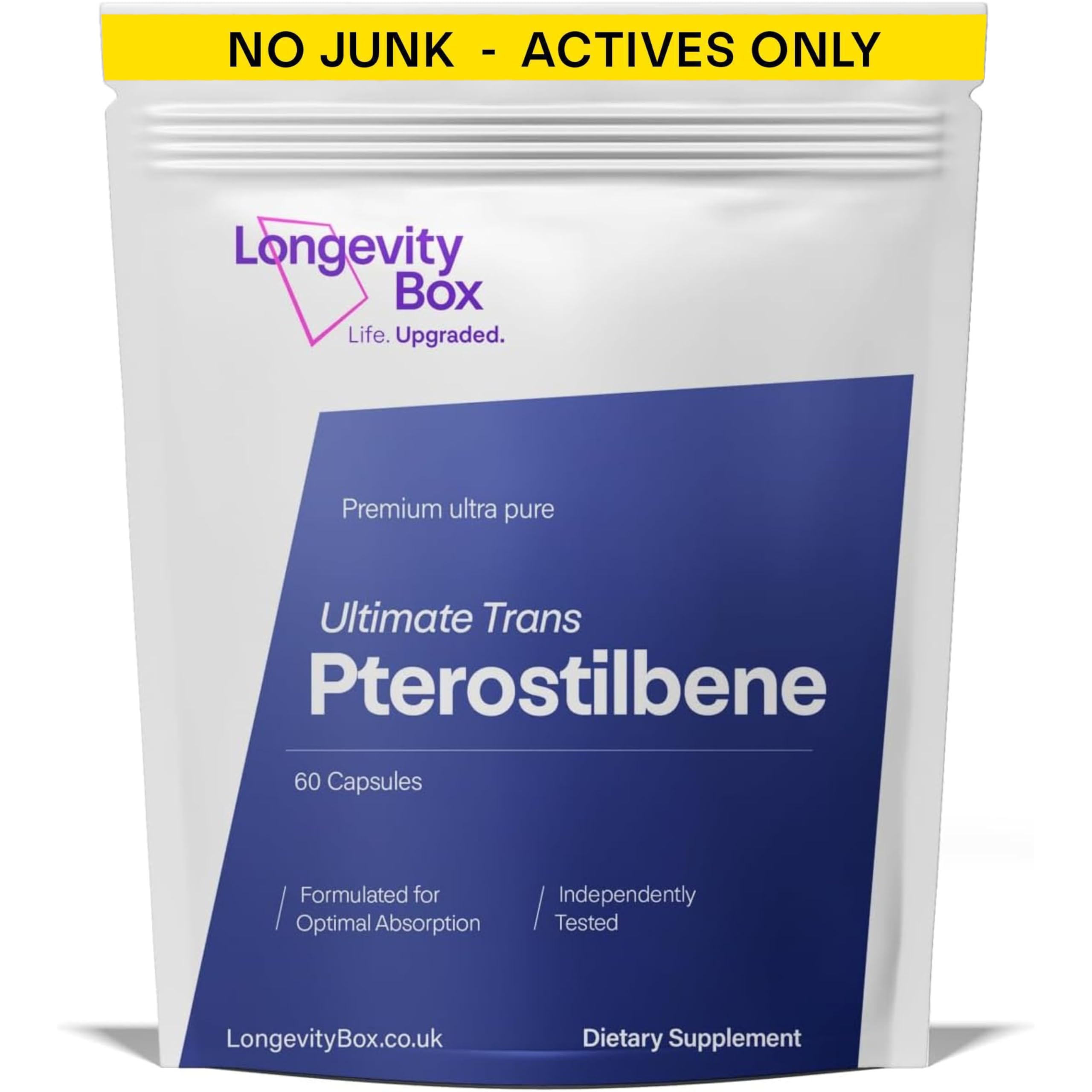 Pterostilbeno 150 mg con 60 Cápsulas, Trans Pterostilbeno 99 por Ciento Puro, Suplemento Dietético Antioxidante para el Mantenimiento de la Función Celular