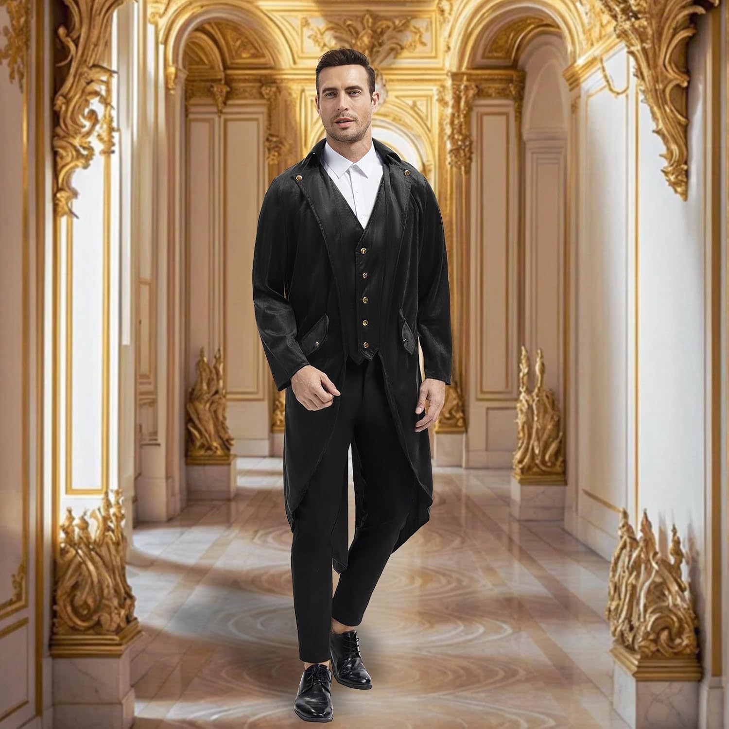 Steampunk Jacket Men Renaissance Tailcoat Medieval Costume Halloween Costumes for Mens - Image 6