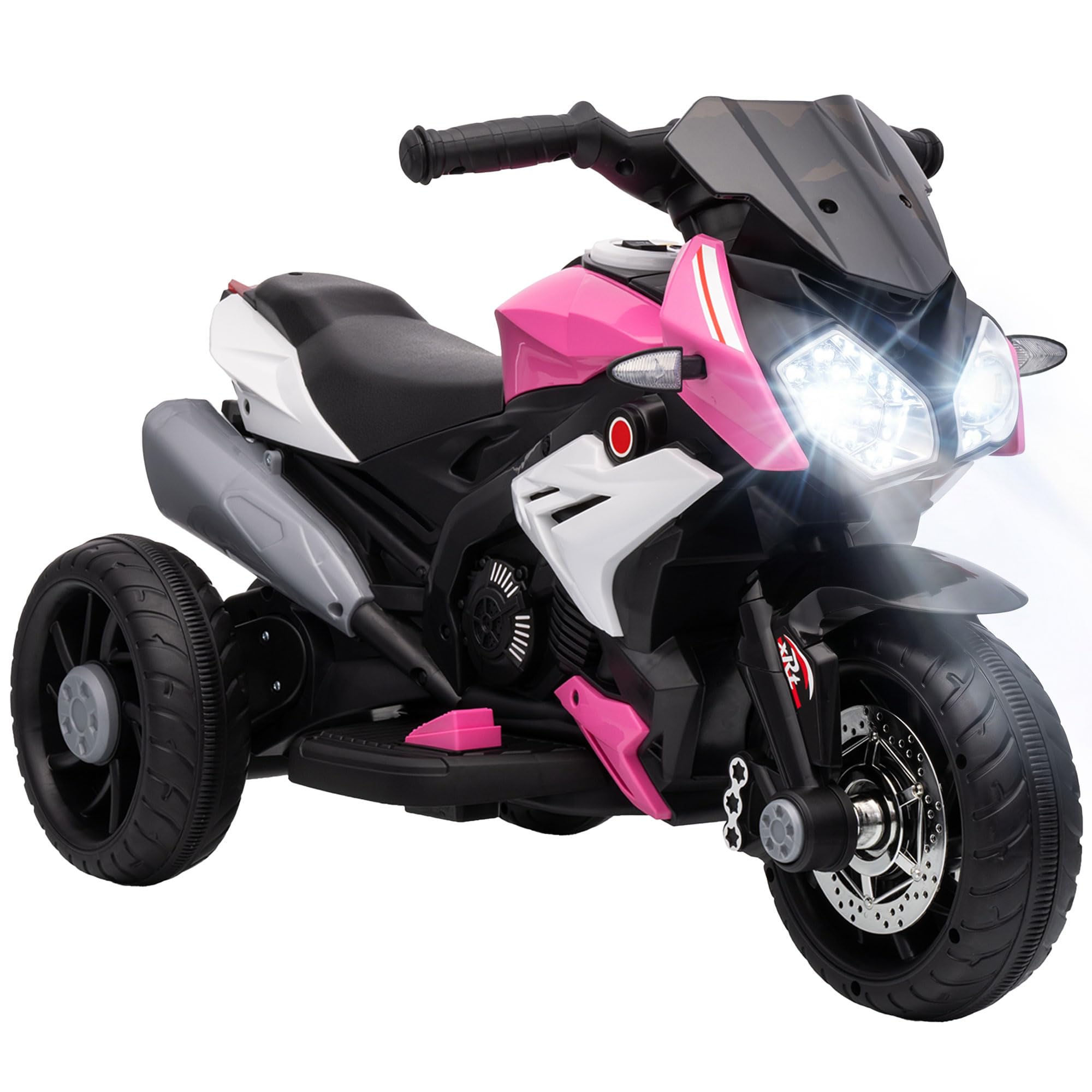 HOMCOM Kids Electric Motorcycle 6V 3 Wheels Foot Pedal 3-5 Years Pink