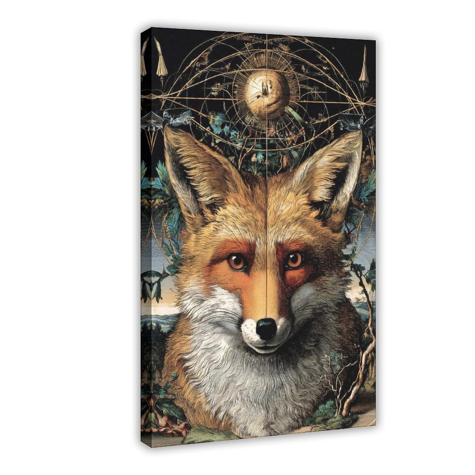 Ywtjax Frame-Style Celestial Fox Poster Canvas Poster For Office Decor Gift