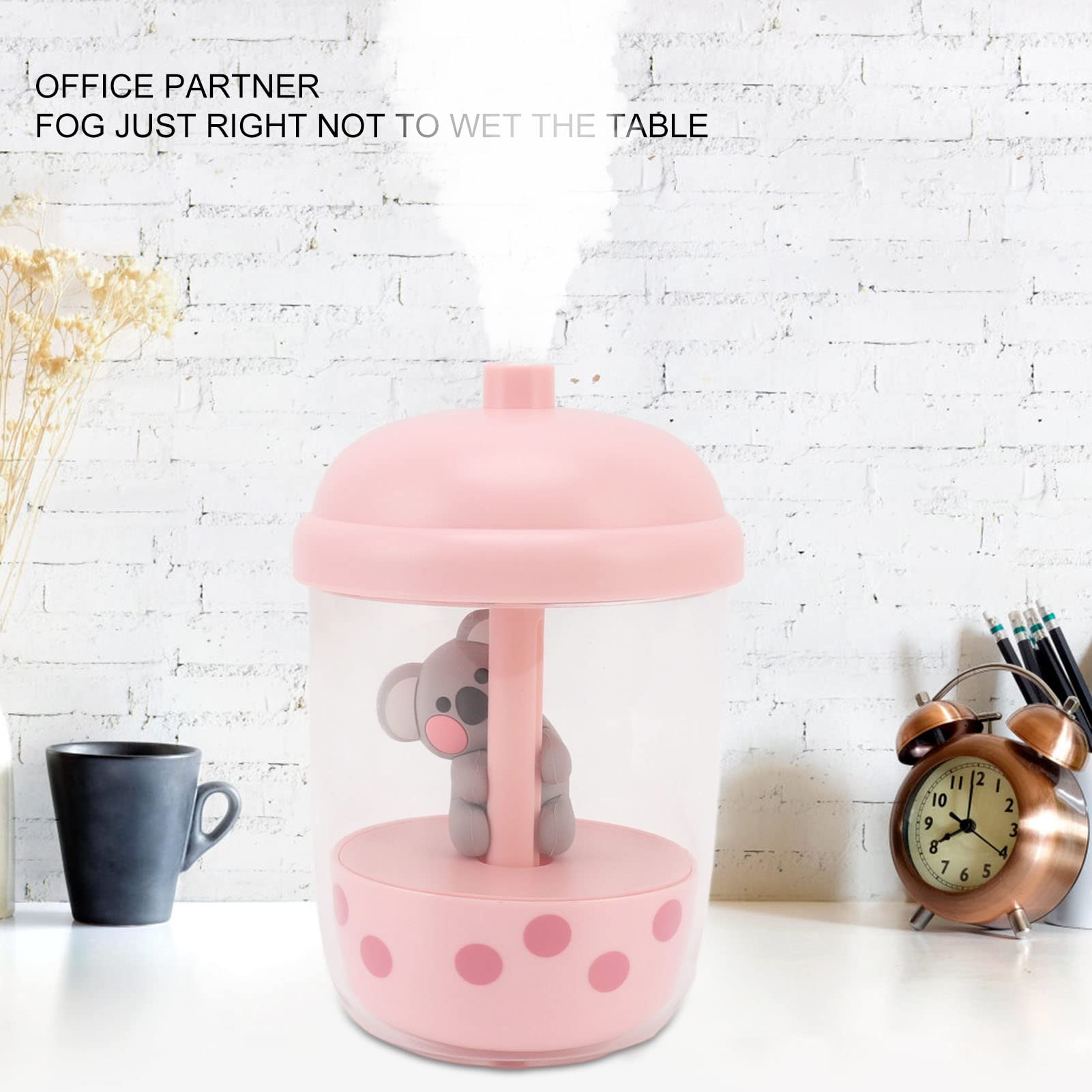 Portable USB Humidifier, Portable Cool Mist Humidifier Animal Humidifier Desktop Humidifier Matcha Mini 5V Cute Humidifier Diffuser for Home Office Bedroom (Pink)