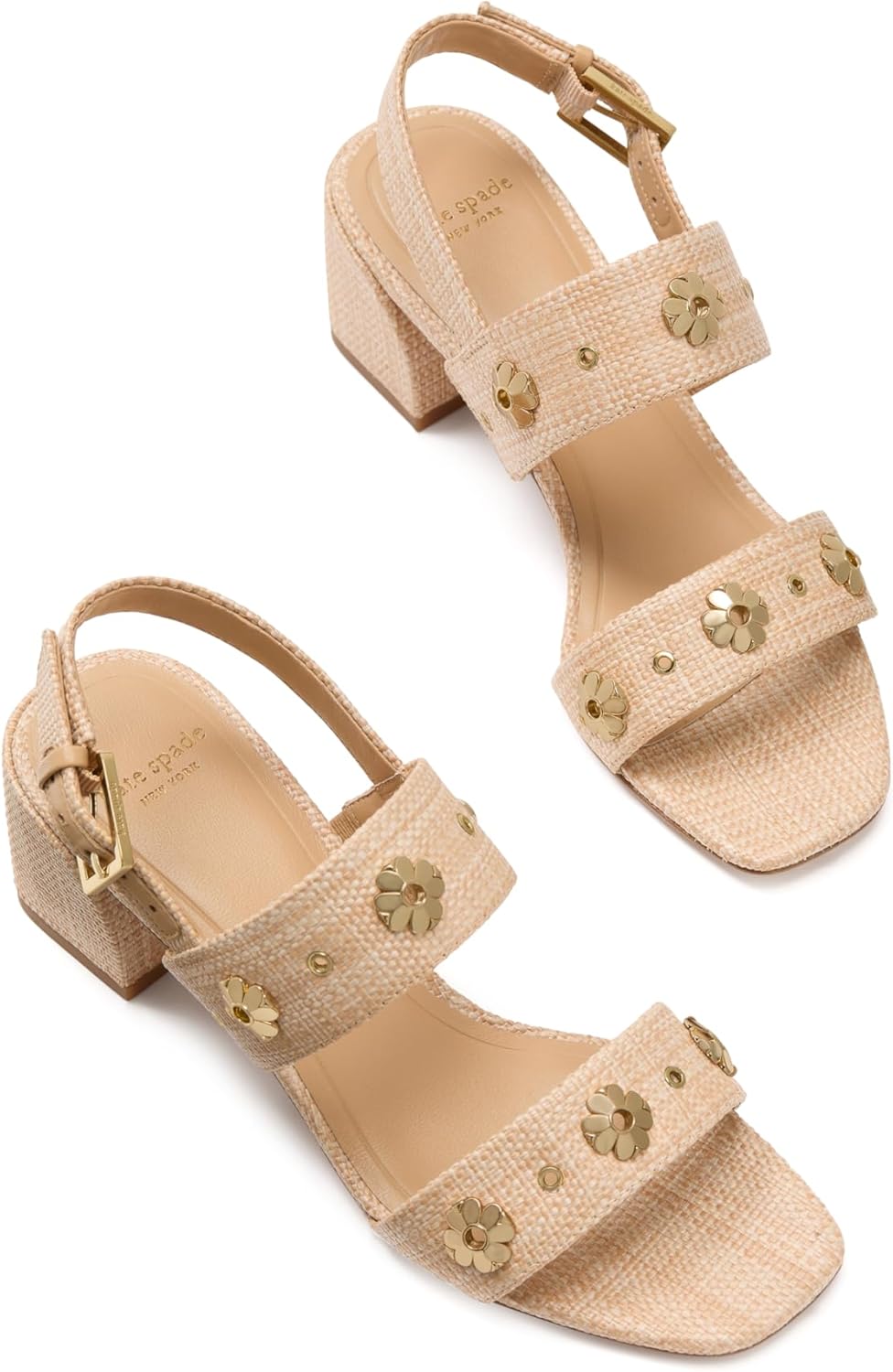 kate spade new york Women's Spade Flower Stud Block Heel Sandal