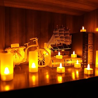 Esup Rechargeable Tea Lights Candles with Realistic Flame Effect for Decora