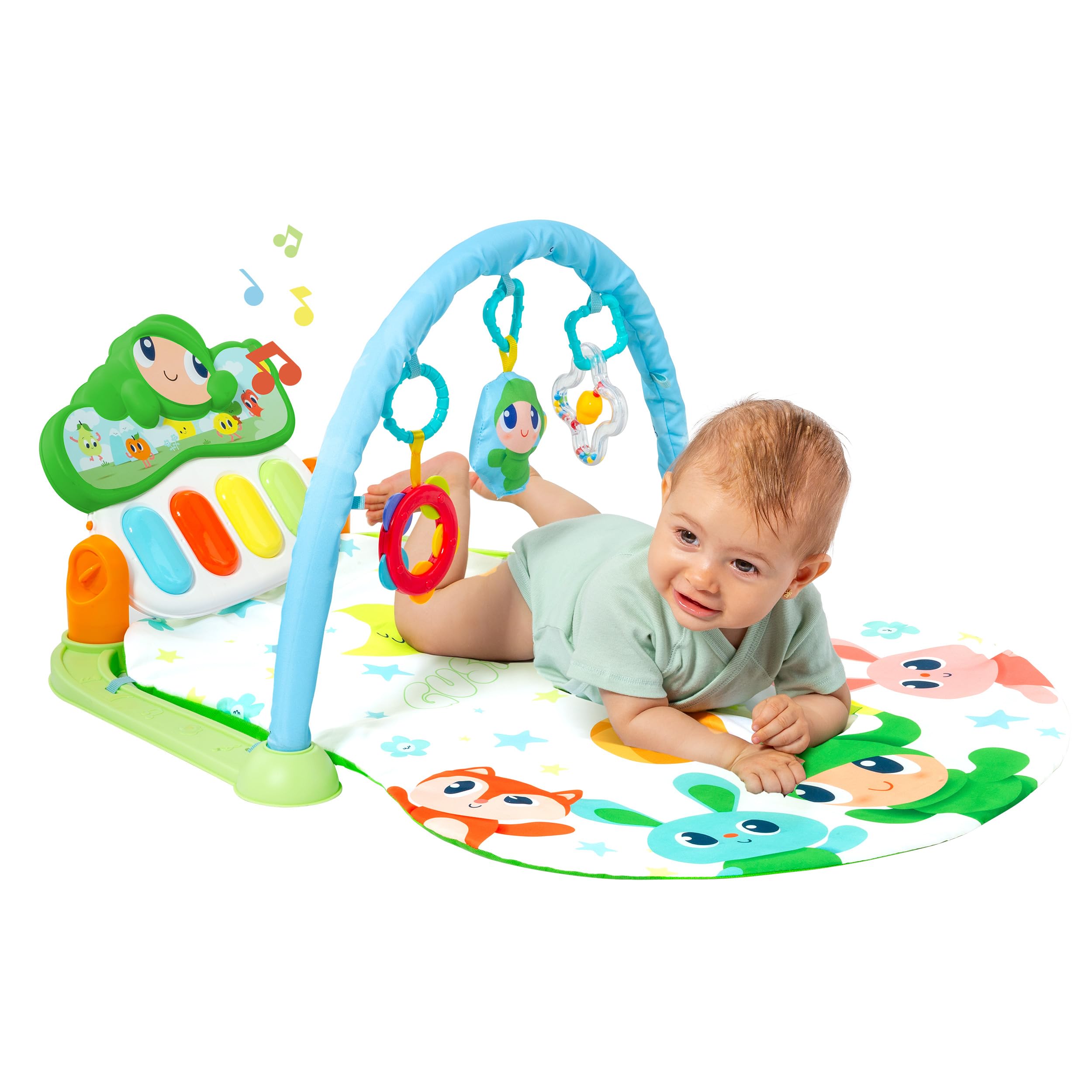 MOLTO - Gusy Luz Alfombra Gimnasio Bebé Activity Piano con Luces, Sonidos y 20 Melodías, Manta de Juegos Infantil con 4 Modos, 3 Juguetes y Pian, Lavable, Plegable y Portátil, + 0 Años