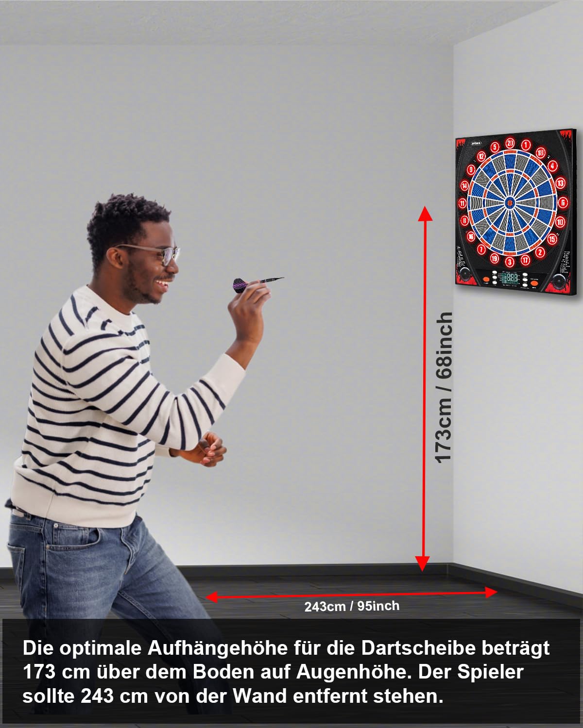 Elektronische Dartscheibe, elektrische Dartscheibe für Erwachsene, Zwei Lautsprecher mit automatischer Sprachansage, High-Definition-LCD-Display, inklusive 12 Soft-Tip-Darts