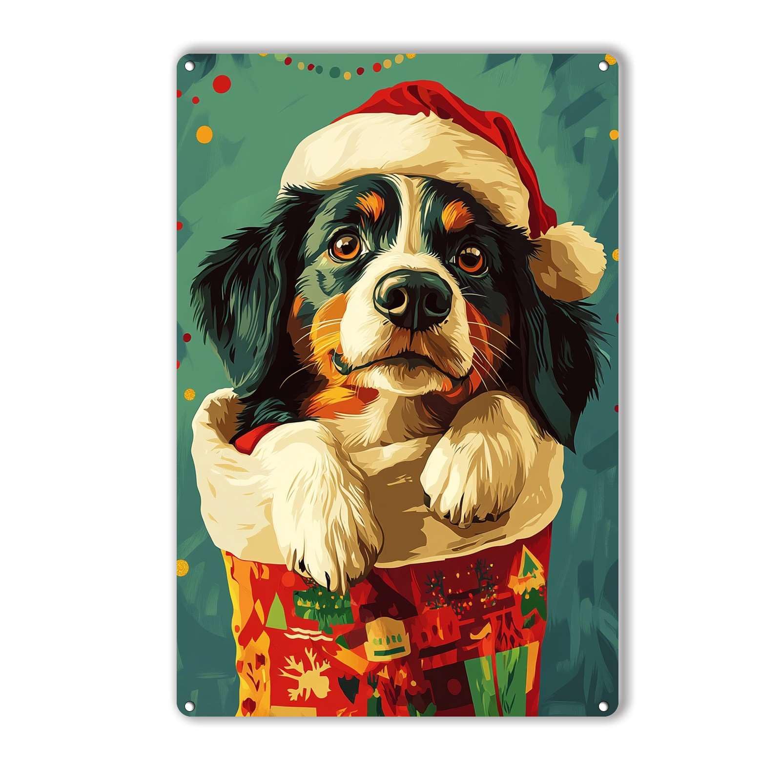 Anceky Christmas Dog Signs Retro Metal Tin Sign Vintage Wall Decor for Outdoor Gate Window Backyard Home 12×16 Inch