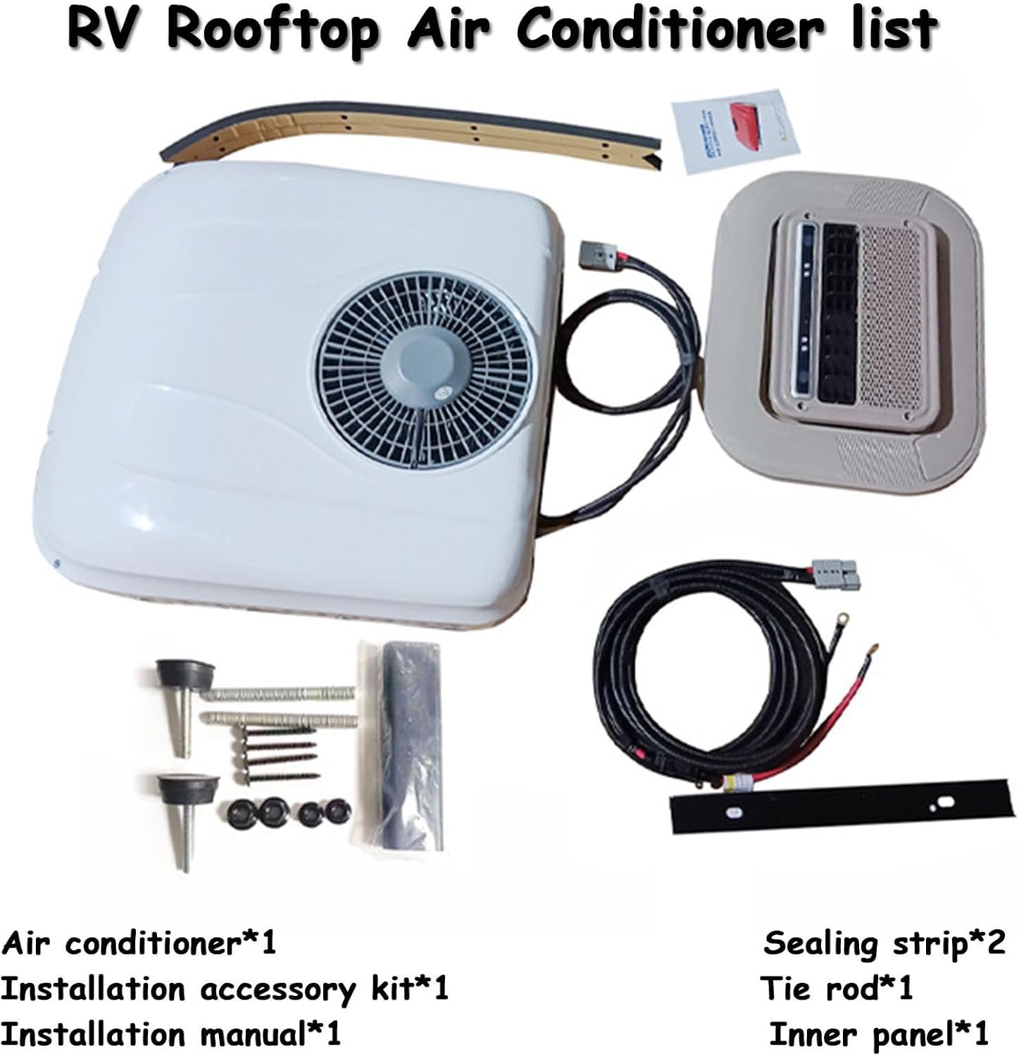 Rv Rooftop Dc Unit Rooftop Rv Air Conditioner 12V/24V Electric Parking Dc Air Conditioner Ac Unit Fit for Truck Motorhome Trailer,24V