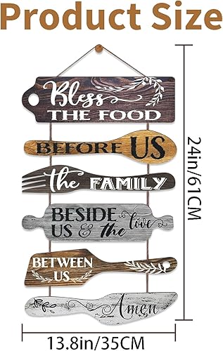 Miniatura 2 de Bless the Food Before Us - Decoración de pared de cocina, con citas inspiradoras rústicas, letreros artísticos de pared, placas de madera colgantes