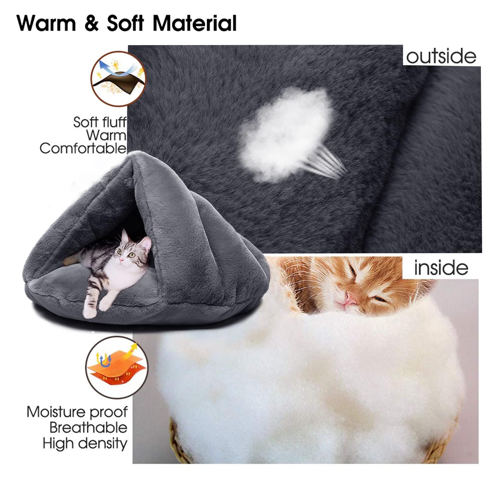 سرير للقطط والقطط الصغيرة، سرير مريح وناعم للحيوانات الأليفة الصغيرة قابل للغسيل ومناسب لعش أو قفص القطط من كوديبيت (مقاس 42 سم × 28 سم)