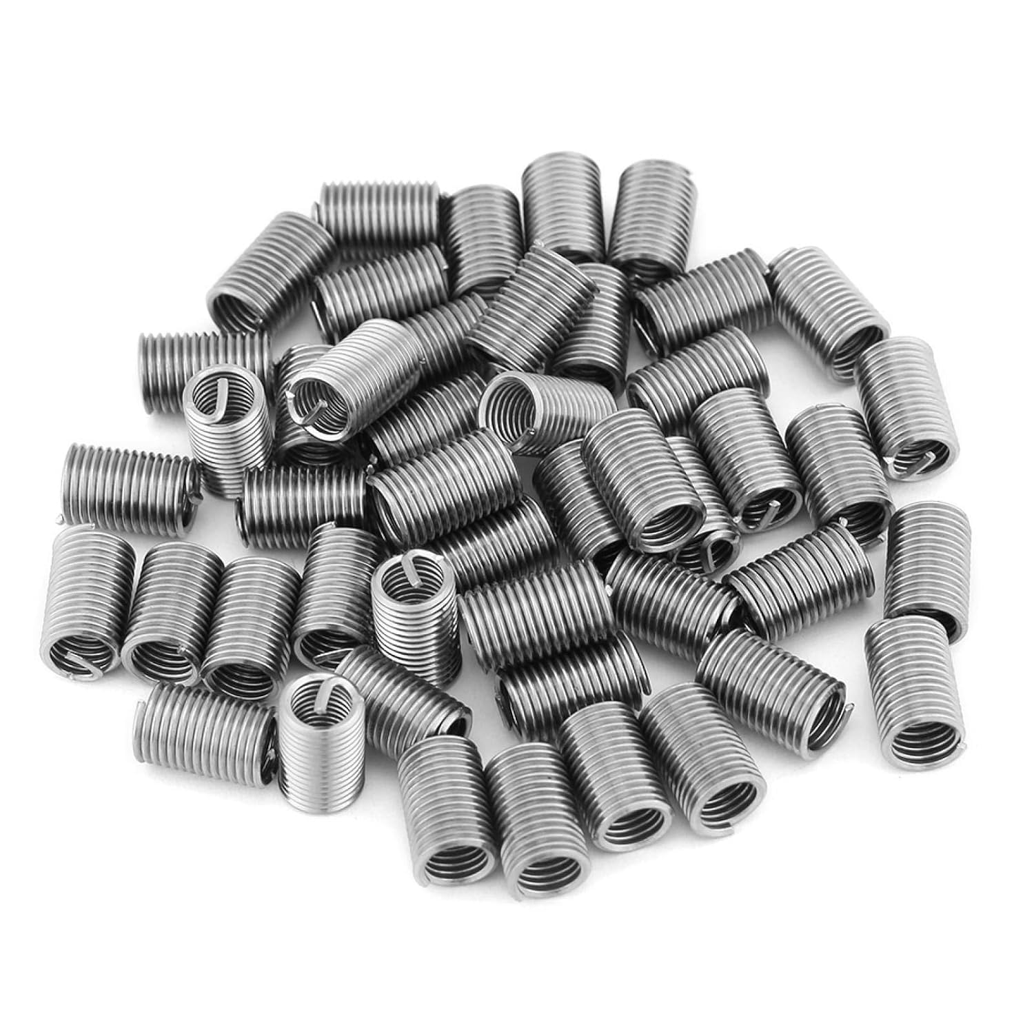 Tyenaza 50 Pezzi Inserto Filettato a Vite, M6 x 1.0 x 3D Inserto Helicoil, Kit di Inserti di Riparazione Metrico Filettato Tipo Elicoil in Acciaio Inox SS304, per Automotive, Turbine a Vapore