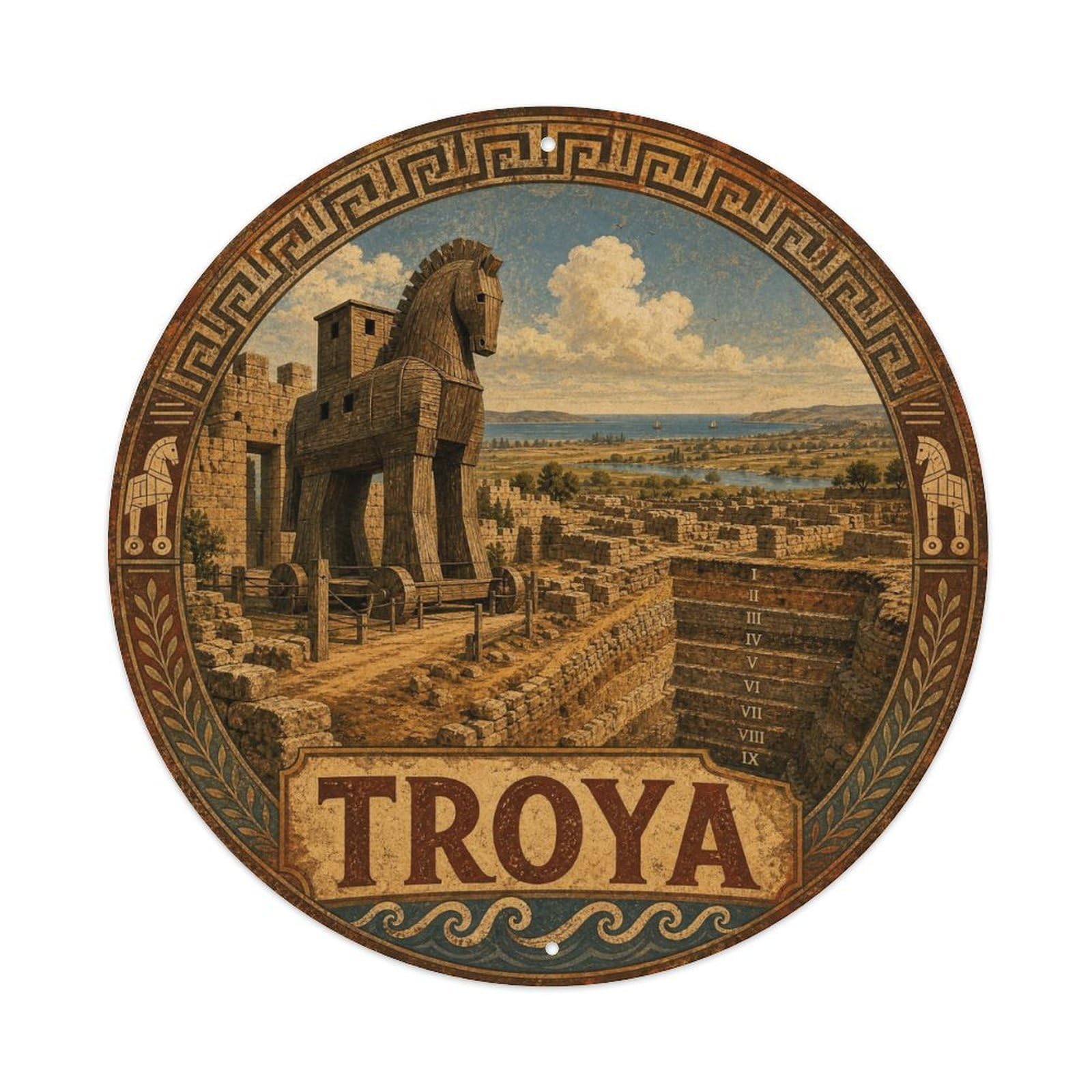 Canakkale Troy Historic Turkey Culture Aged Vintage Metal Tin Sign