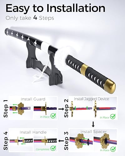 Vista 65 de Cold Blade Toy Sword - 41 inches Toy Katana Replica with Holster Belt and Display Stand - Sword with Authentic Design Shusui