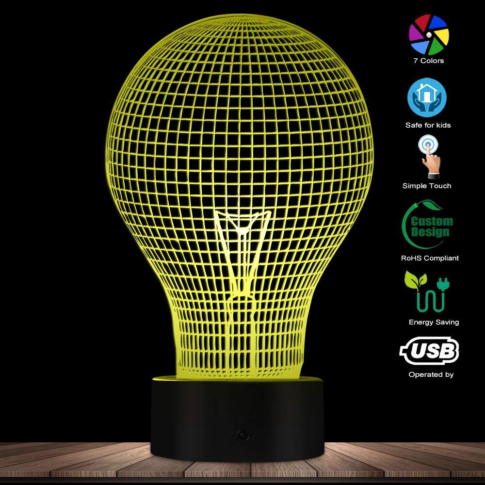 Bombilla Iluminación novedosa Lámpara eléctrica Tecnología anticuada Creatividad Luz nocturna brillante Lámpara de mesa de bajo consumo con colores Señales luminosas intercambiables Regalos para ami