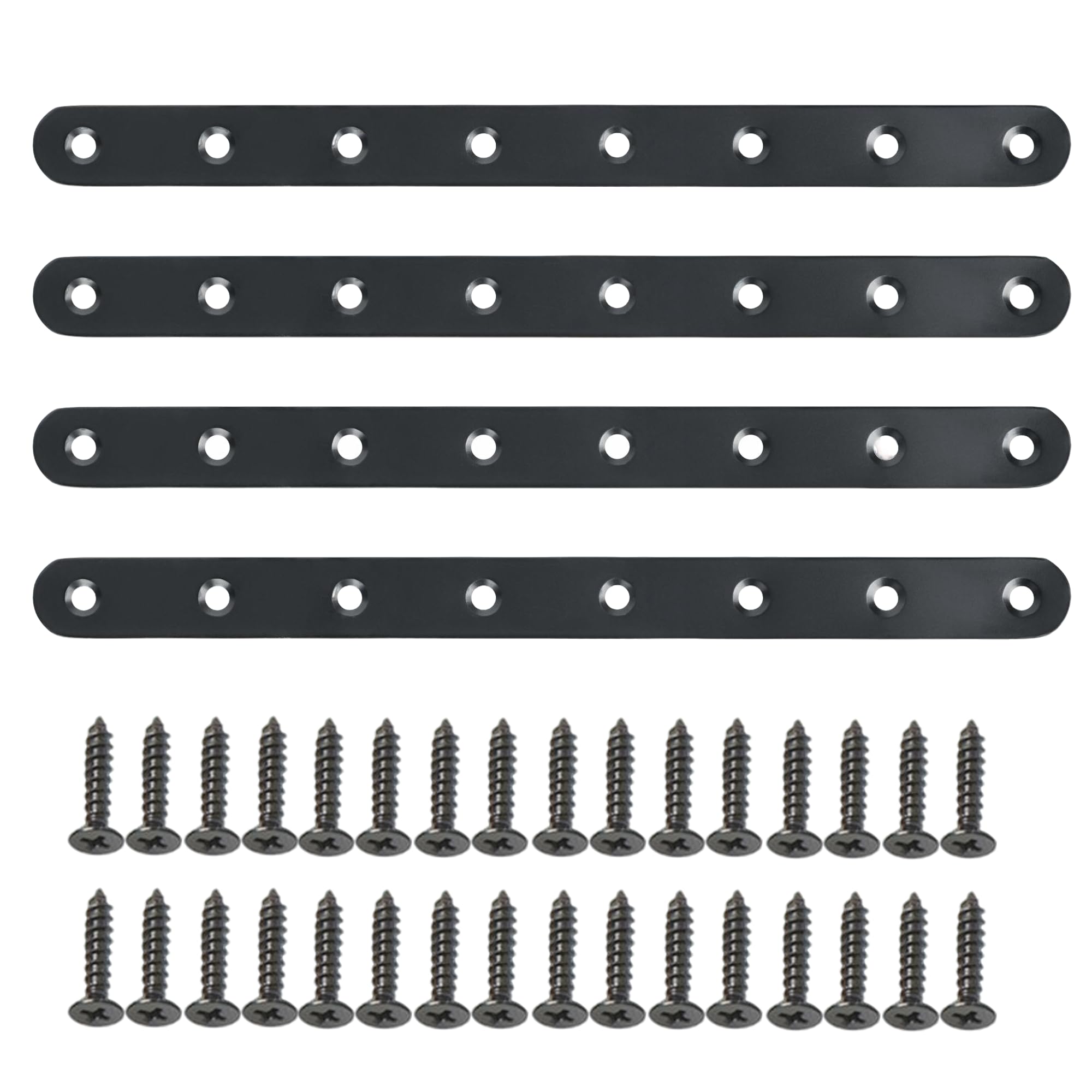 Mooche 4PCS Connecting Plates Straight Repair Joining Fixing Mending Flat Bracket Brace Shelf Support Stainless Steel Connector（24.8CM）
