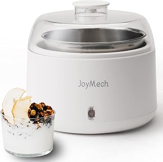 JoyMech Compact 1 Quart Greek Yogurt Maker - Stainless Steel Machine with Constant Temp Control for Homemade Organic Yogurt
