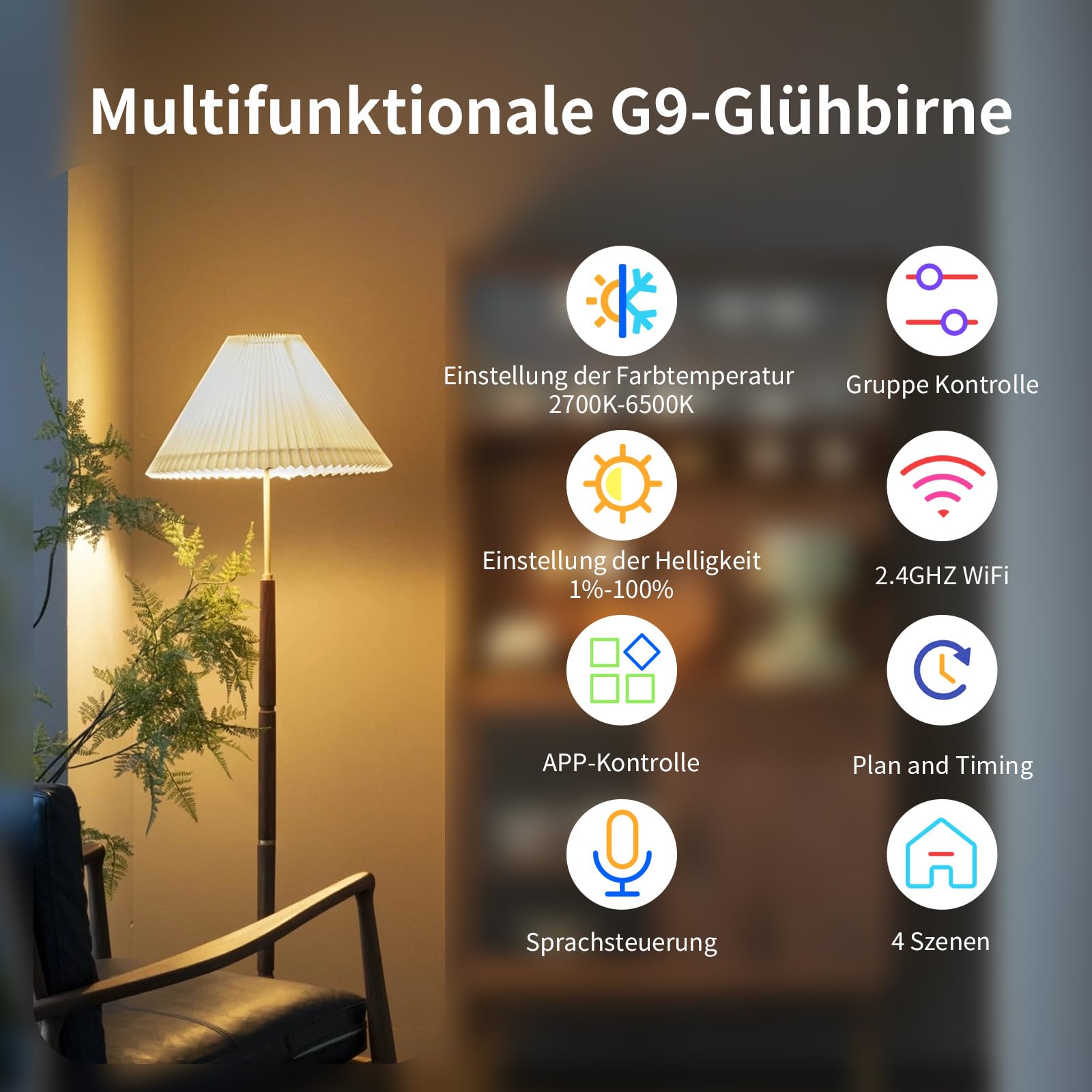 I-SHUNFA Lampadine LED G9 intelligenti Wi-Fi, dimmerabili in continuo, compatibili con Alexa/Google Home, AC 230V 2700K-6500K, luminosità regolabile 1%-100%, 4W, 400LM (2 Pack)