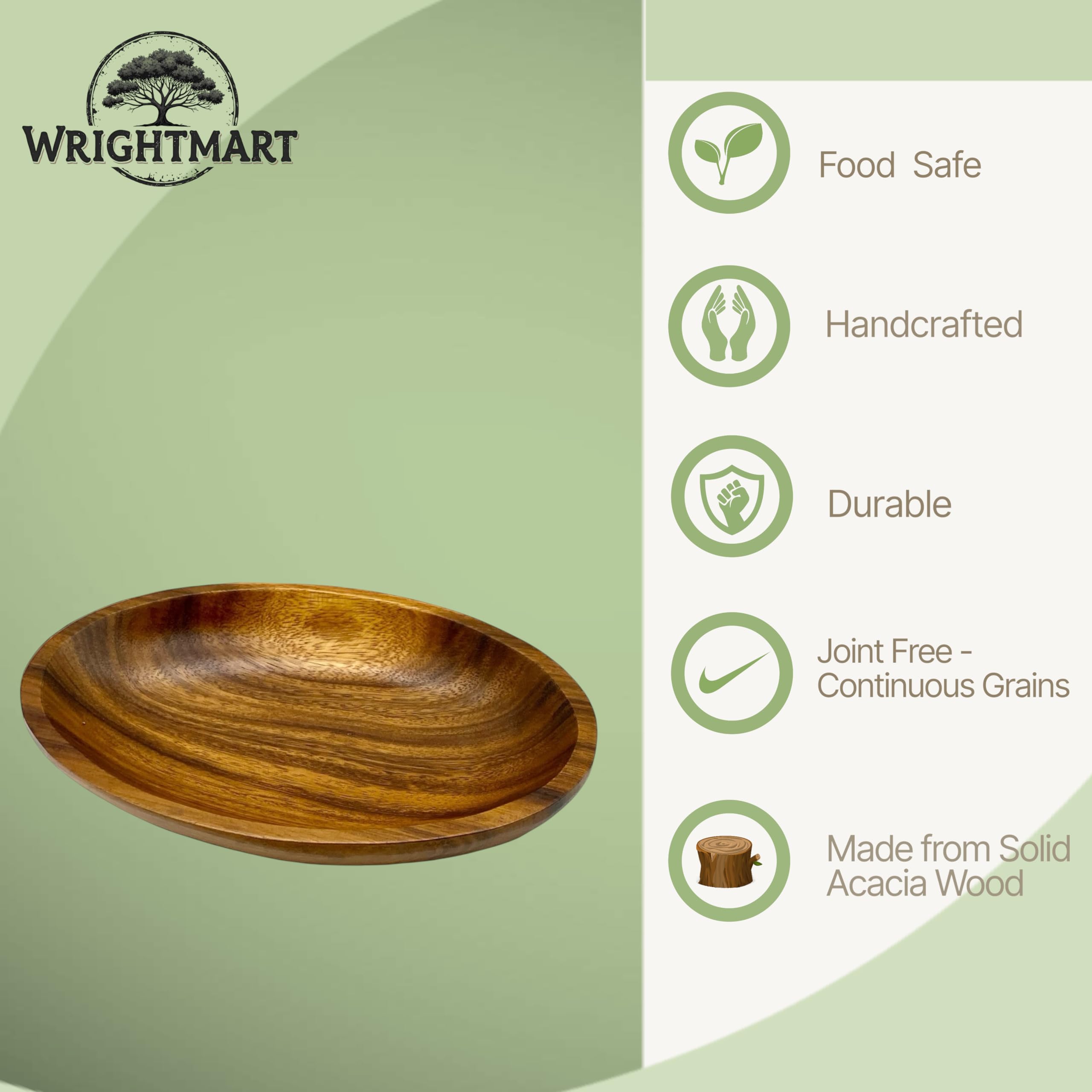 Juego de 2 cuencos de madera de acacia, ovalados, mesa rústica decorativa y plato de servir para comida, ensalada, fruta, pan, uso como cuencos de almacenamiento para joyas, llaves o