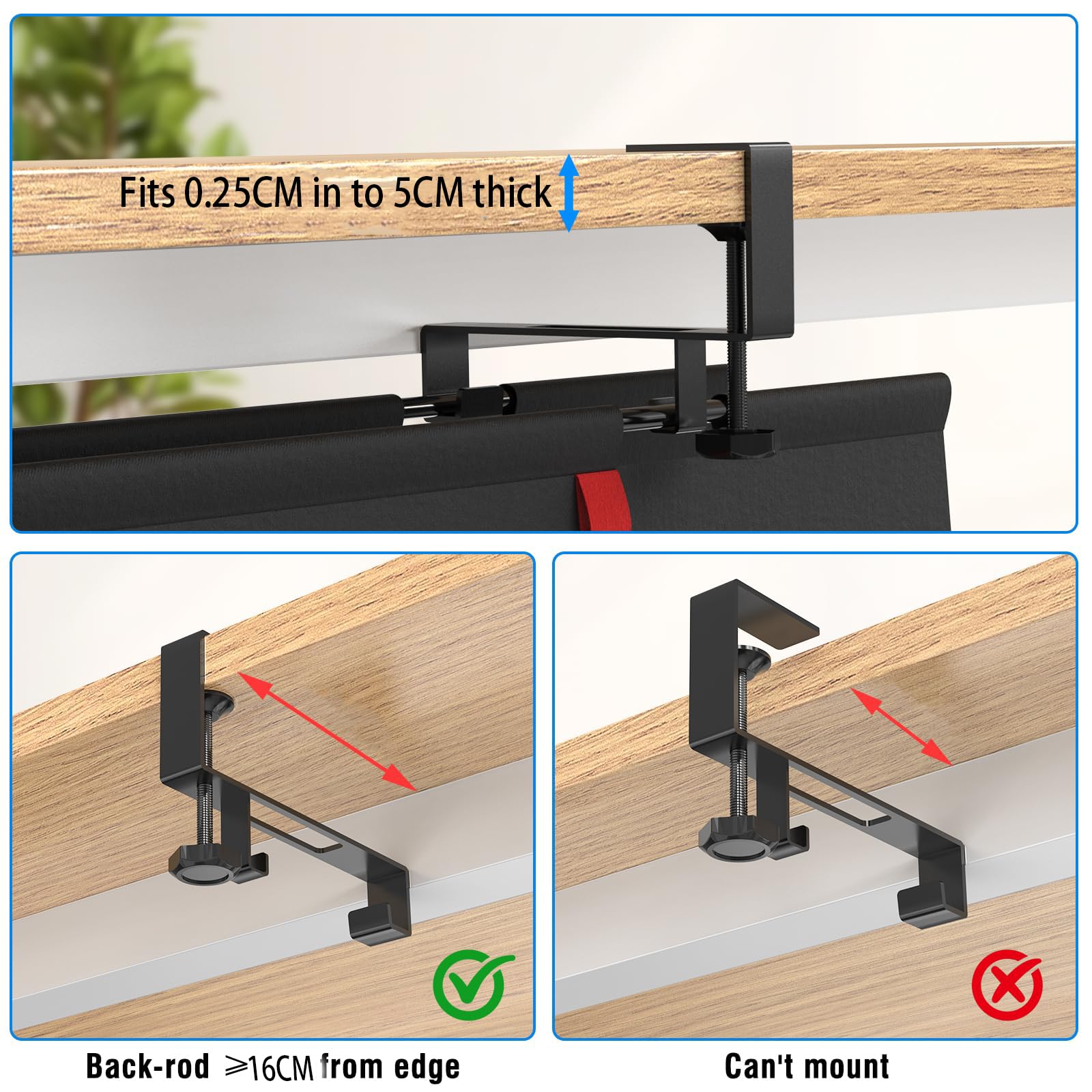 Plateau de Rangement de Câbles 120cm sous Bureau, Gestionnaire de Câbles sans Perçage, Tissu Oxford 600D, pour Bureau et Maison, Noir