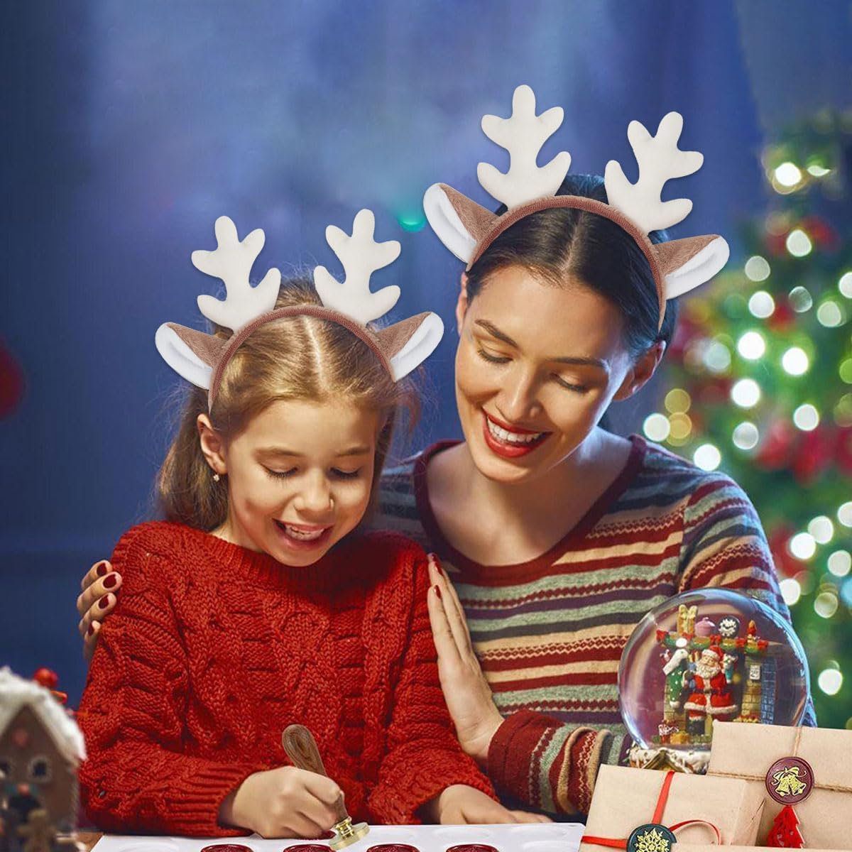 YNITSED Reindeer Antlers Headband Deer Antlers Headbands for Women Reindeer Ears Headband for Christmas Halloween Cosplay Accessories - Image 4