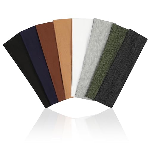 Fishinsea 8 Pack Sport Headbands for Women, Elastic Soft Fabric Non-Slip Hair Bands Hair Warp for Daily Workout Yoga Running Sports - 8colors2