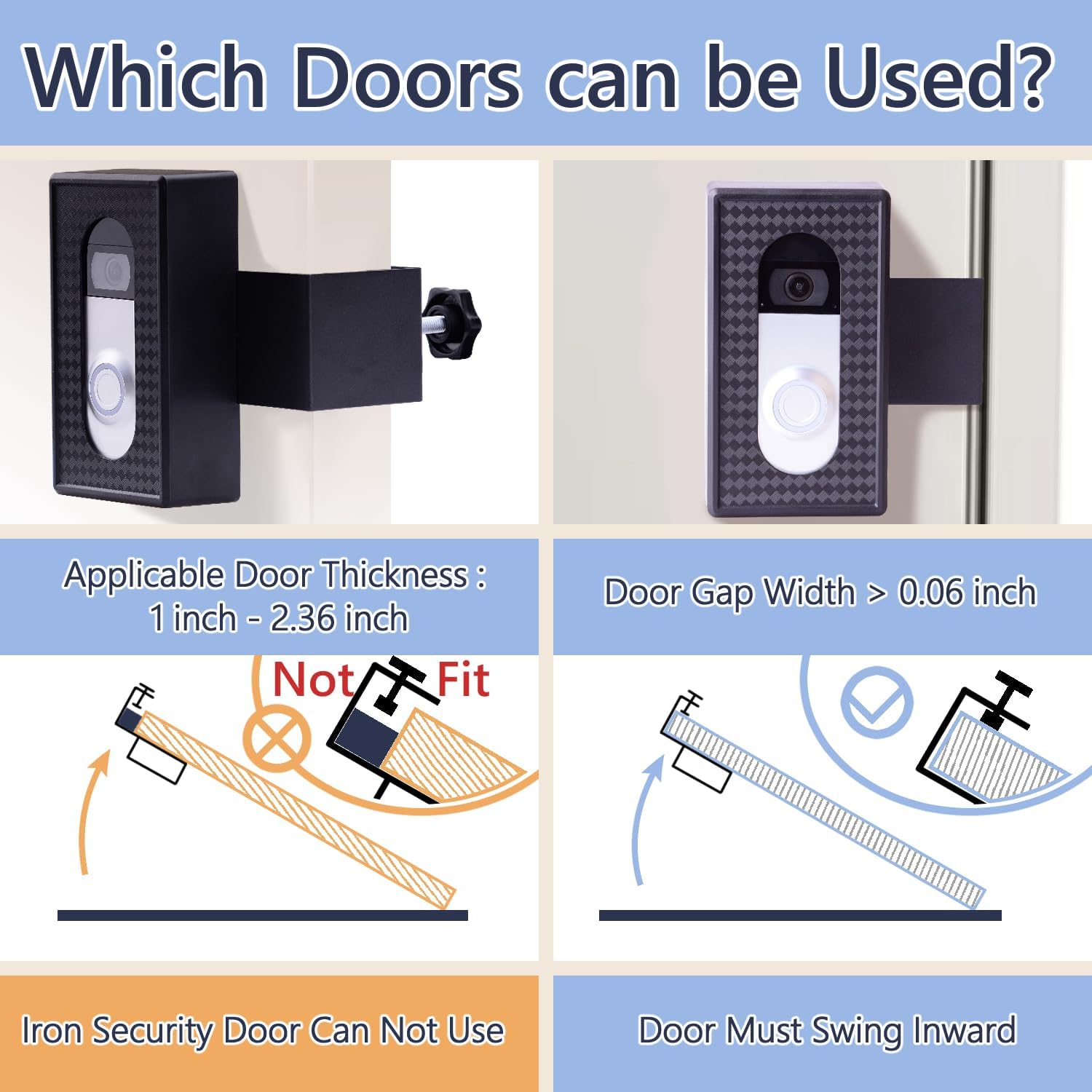 Anti-Theft Video Doorbell Mount, No Drill Ring Doorbell Holder for Apartment Hotel Rental Homes, Compatible with Ring Wireless Video Doorbell 4/3/3 Plus/2/1/Pro/2021/(2020 Release)