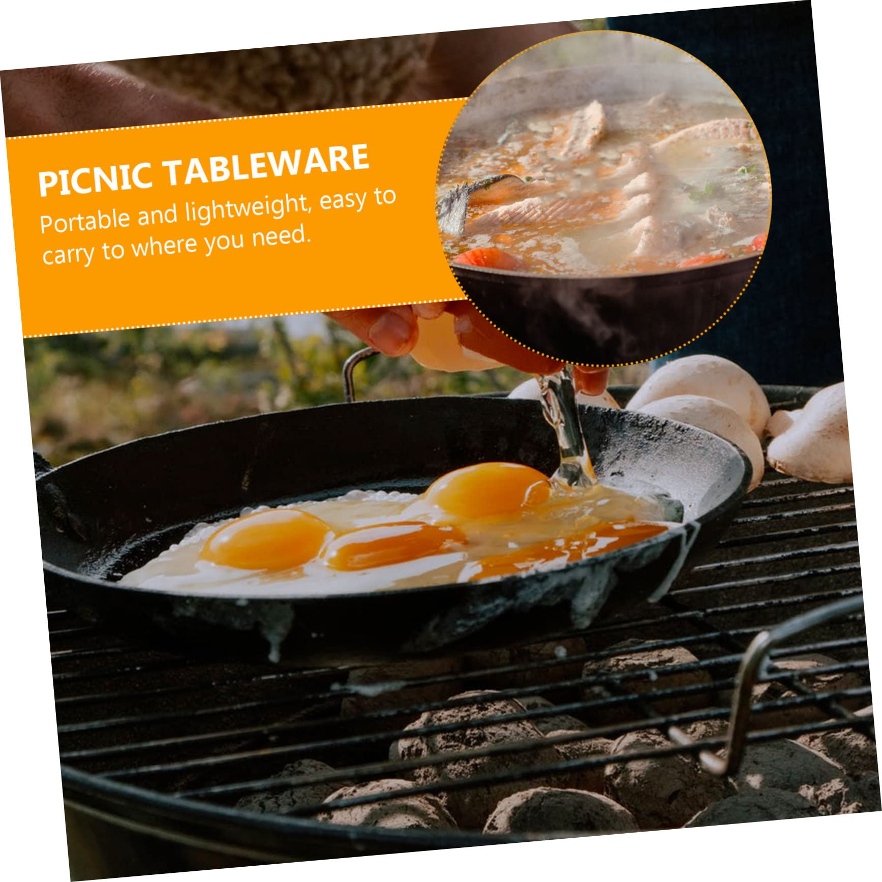 Cabilock 1 Set Outdoor Cast Sukiyaki Pot Cooking Pot with Base for Camping Hiking and Picnics for Stews Soups and Ramen