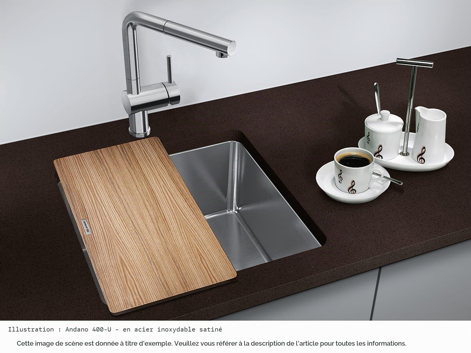 Blanco 522959 | Évier de cuisine en acier inoxydable ANDANO 400-U | Couleur/Finition : acier poli 400 mm Largeur du bassin