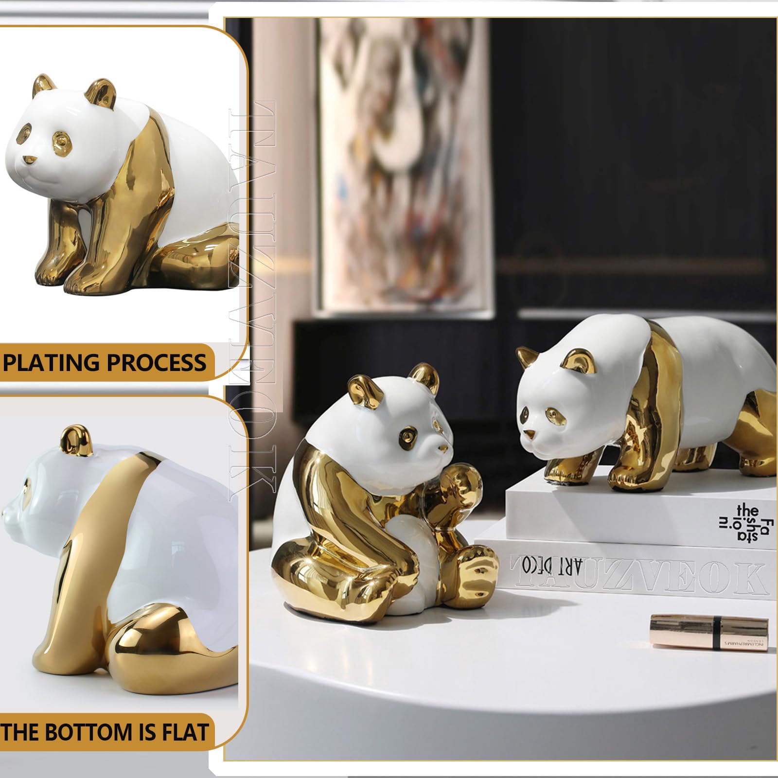 Decorazione con Scultura di Animali, Statuette Decorative in Ceramica, Statuette Decorative Moderne, sculture per la Decorazione di Soggiorno, libreria, Camera da Letto, Ufficio, Argento B