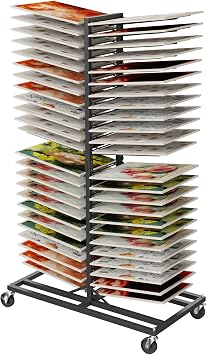 YOHKOH Paint Drying Rack 48 Shelves, Movable Drying Stand with 4 Casters for Screen Printing Frames Drawing Panel, Painting Drying Rack Cabinet Door Drying Rack for Art Studio Classroom