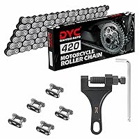 Vista 8 de DYC - Cadena de motocicleta 428H, 122 eslabones con rompecadas, cadena resistente 428 para motocicleta de 125, 150, 200 cc, mini bicicleta