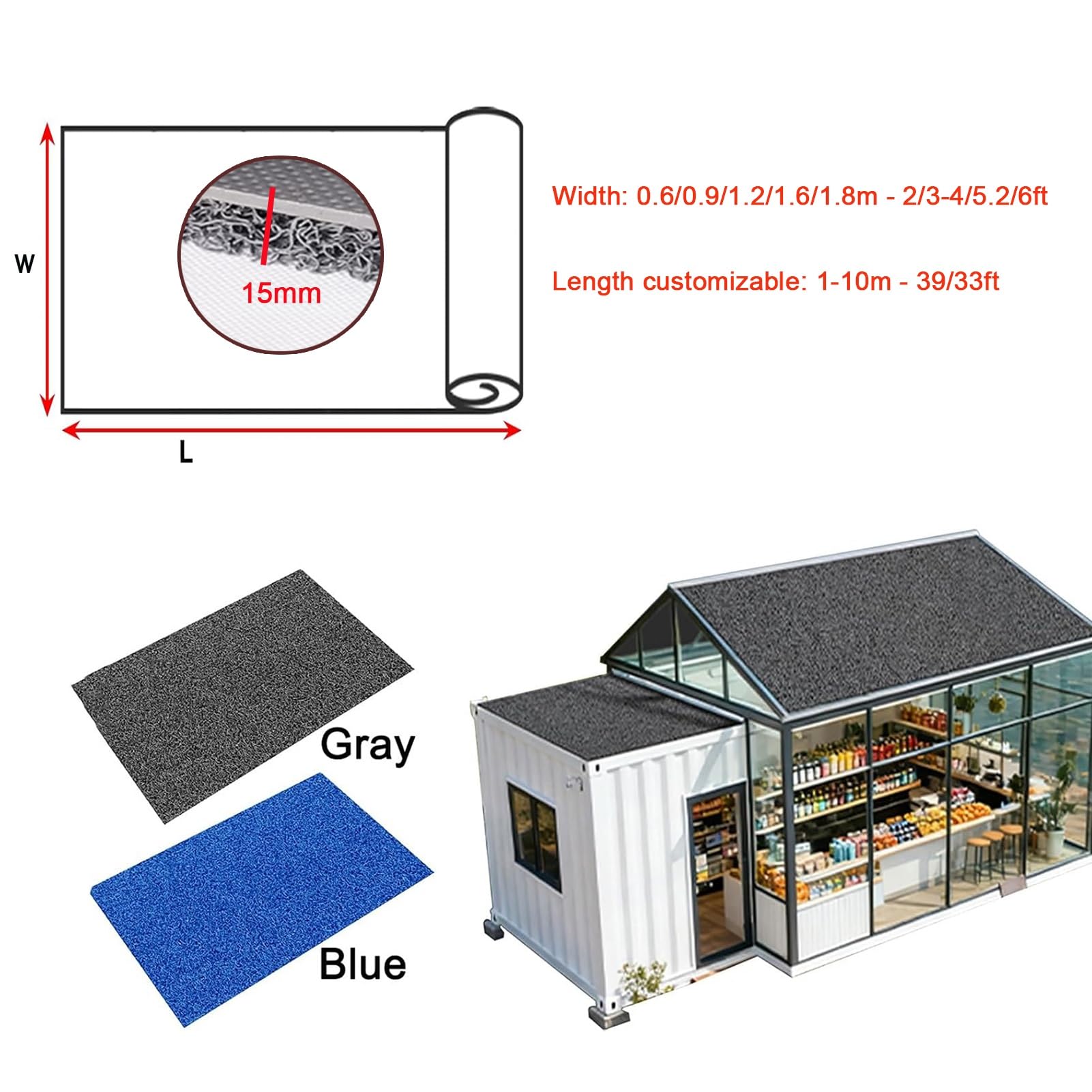 Toiture Pluie Tampon Insonorisant, Épaisseur 15 Mm Métal Auvent Tapis Insonorisant, Extérieur Autocollant Protection Contre Les Gouttes Coussin pour Divers Types(1.6x5m)