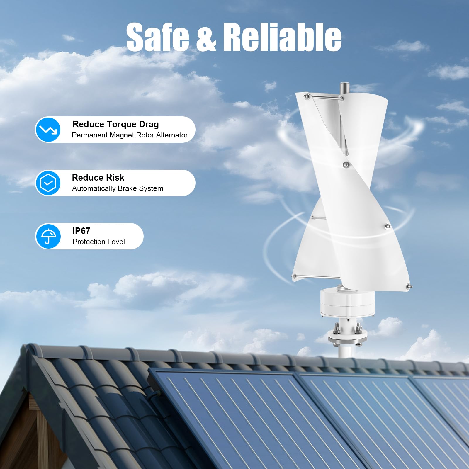 Generatore di turbine eoliche verticali da 500 W 12 V con regolatore eolico a levitazione magnetica verticale turbine eoliche,turbine eoliche domestiche,Per casa, giardino, barca